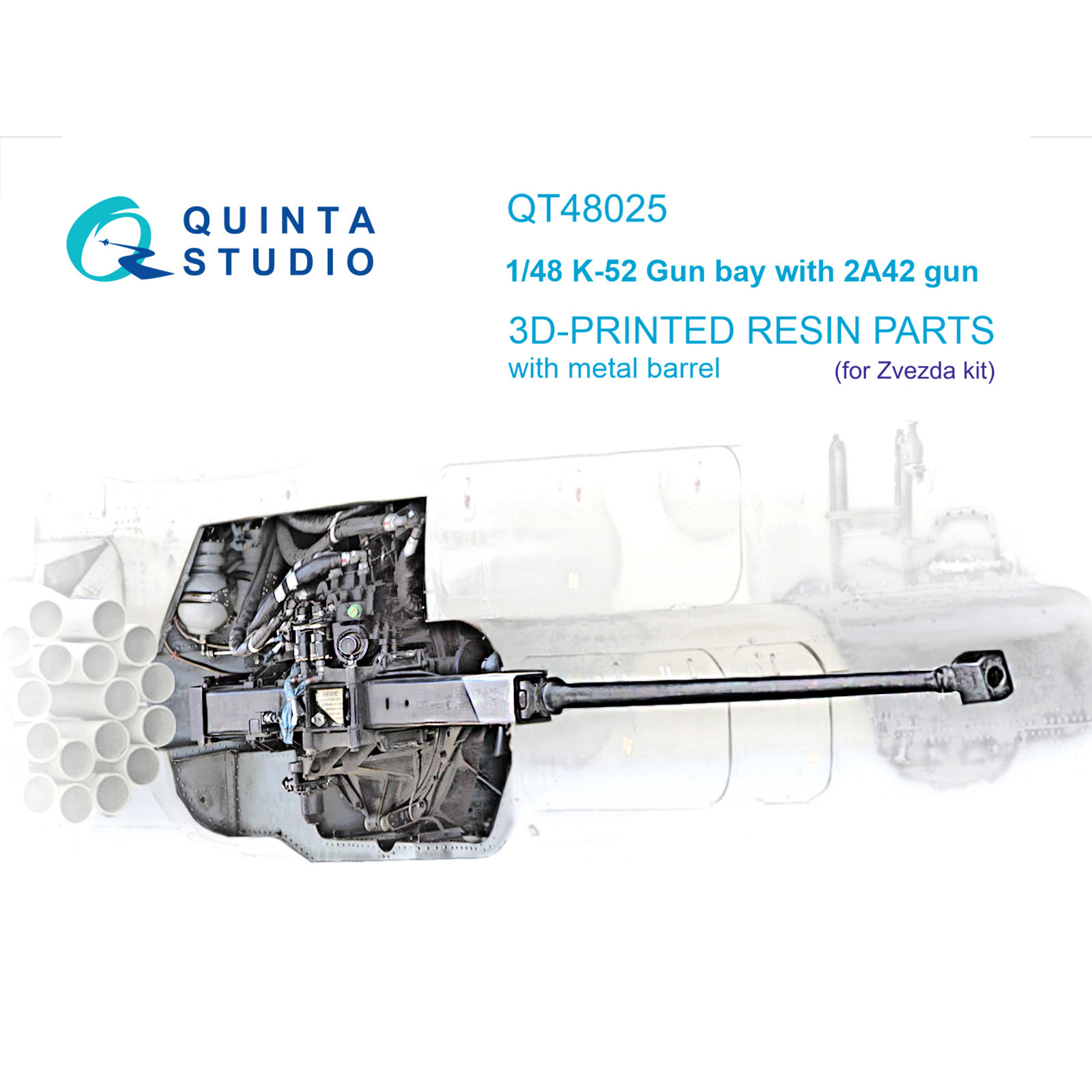 QT48025 Quinta Studio 1/48 Оружейный отсек с пушкой 2А42 для К-52 (Звезда)