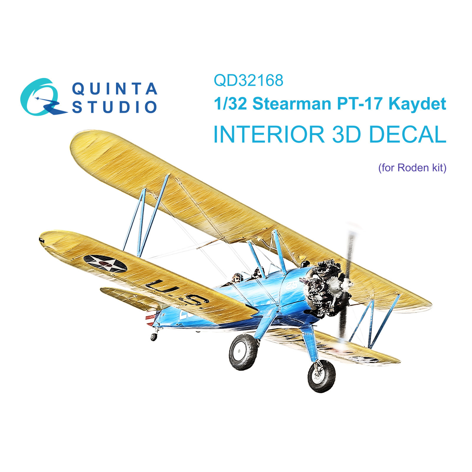 QD32168 Quinta Studio 1/32 3D Декаль интерьера кабины Pt-17 Kaydet (Roden)