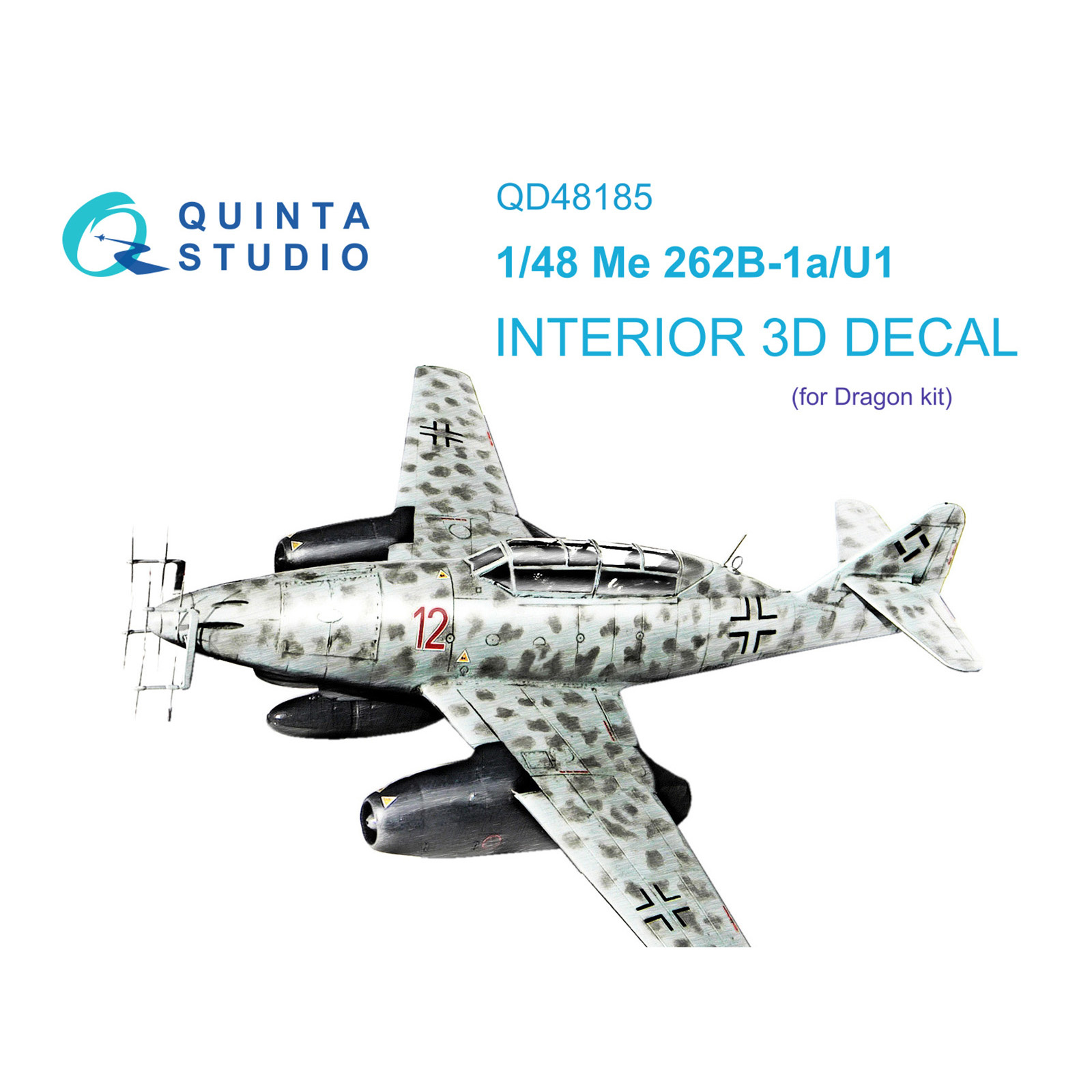 QD48185 Quinta Studio 1/48 3D Декаль интерьера кабины Me 262B-1a/U1 (Dragon)