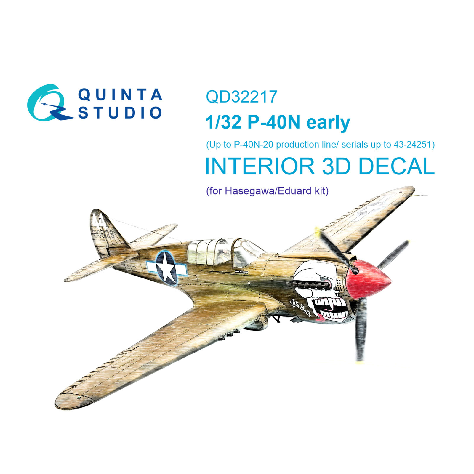 QD32217 Quinta Studio 1/32 3D Декаль интерьера кабины P-40N early (Hasegawa/Eduard)