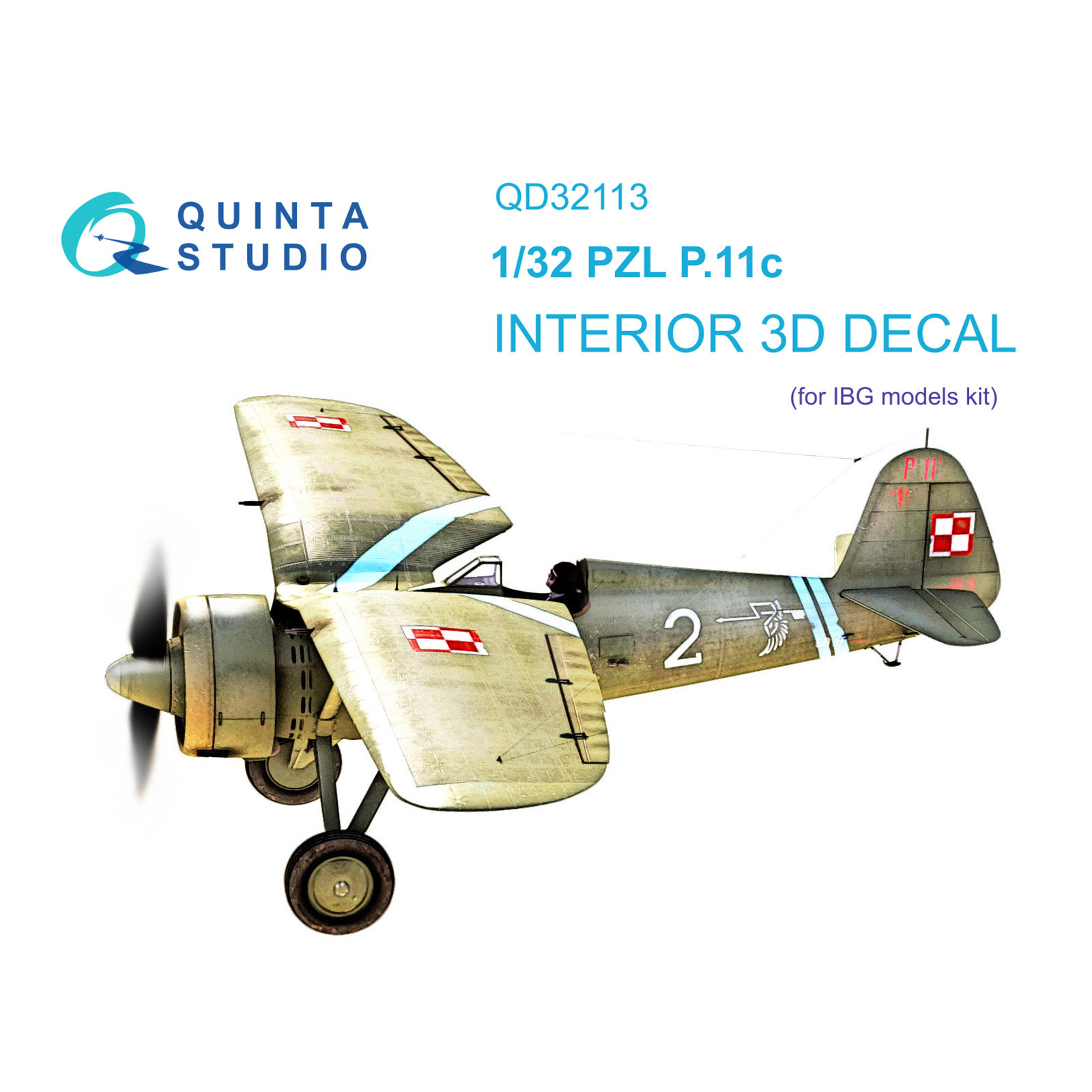 QD32113 Quinta Studio 1/32 3D Декаль интерьера кабины PZL P.11c (IBG model)
