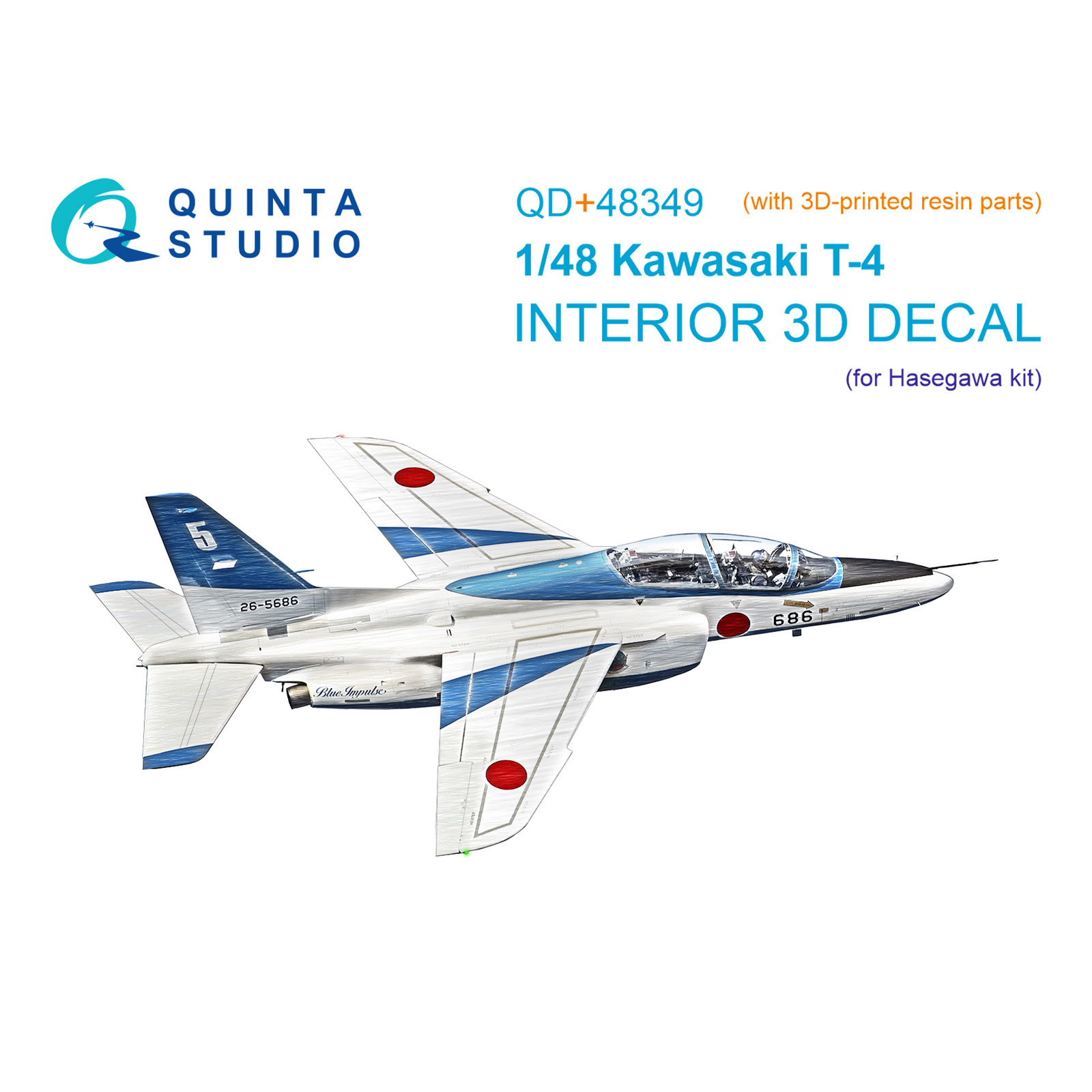 QD+48349 Quinta Studio 1/48 3D Декаль интерьера кабины Kawasaki T-4 (Hasegawa) (с 3D-печатными деталями)