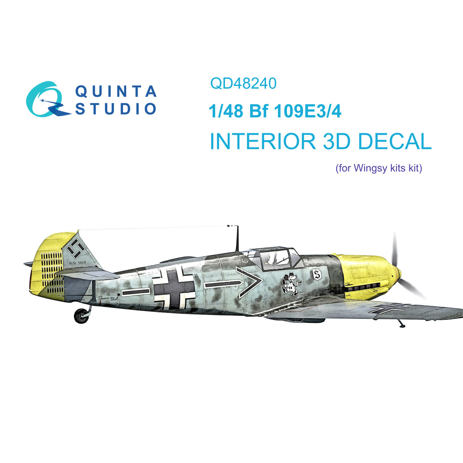QD48240 Quinta Studio 1/48 3D Декаль интерьера кабины Bf 109E-3/4 (Wingsy kits)