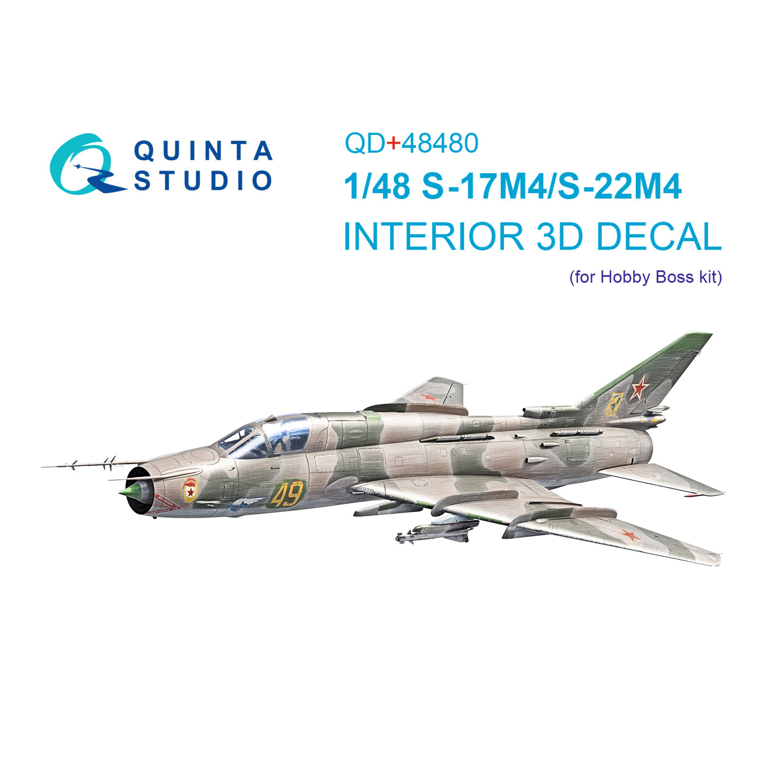 QD+48480 Quinta Studio 1/48 3D Декаль интерьера кабины C-17М4/C-22М4 (HobbyBoss) (с 3D-печатными деталями)