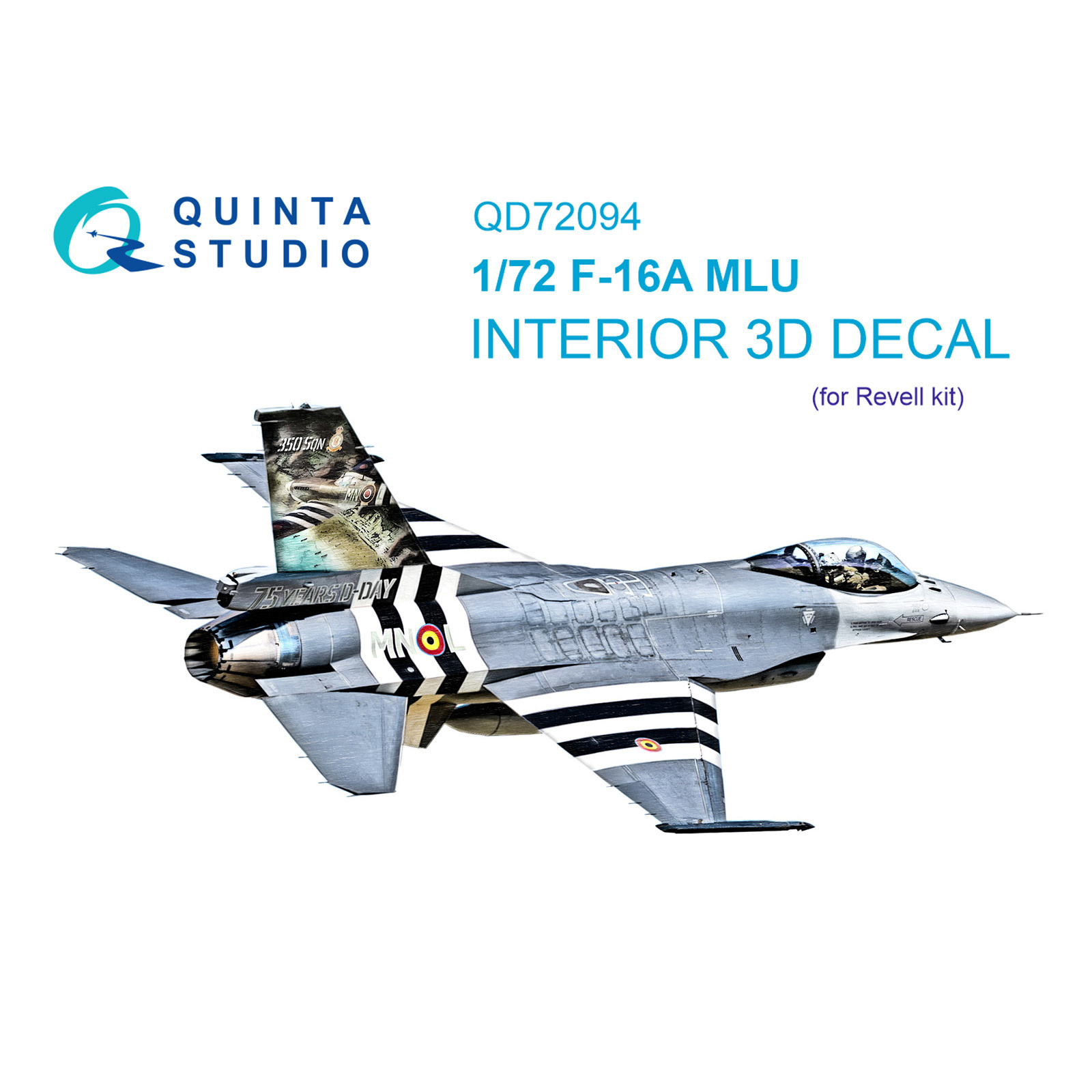 QD72094 Quinta Studio 1/72 3D Декаль интерьера кабины F-16A MLU (Revell)