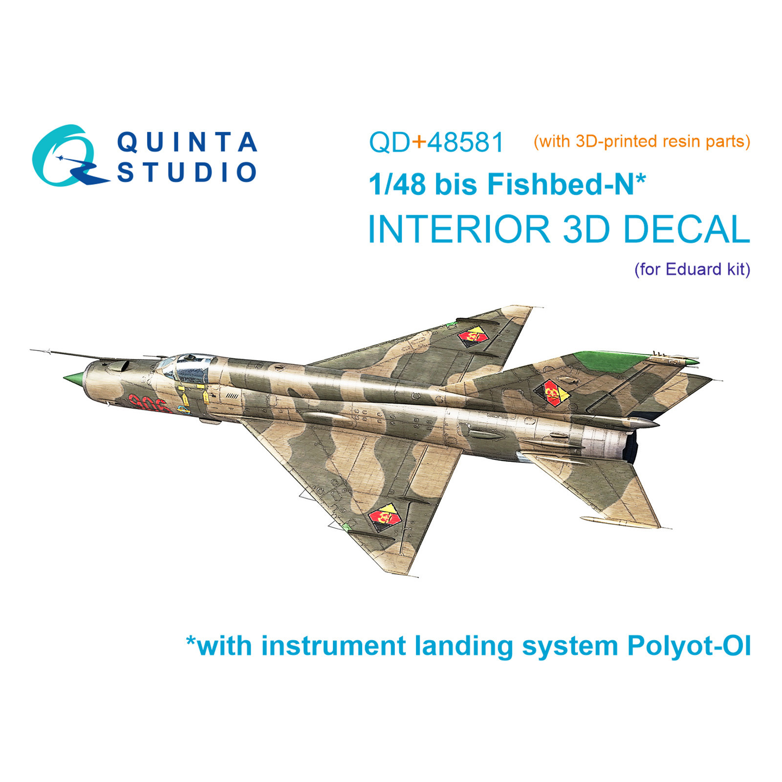 QD+48581 Quinta Studio 1/48 3D Декаль интерьера кабины MiGG-21БИС Поздний (с системой Полет-ОИ) (Eduard) (с 3D-печатными деталями