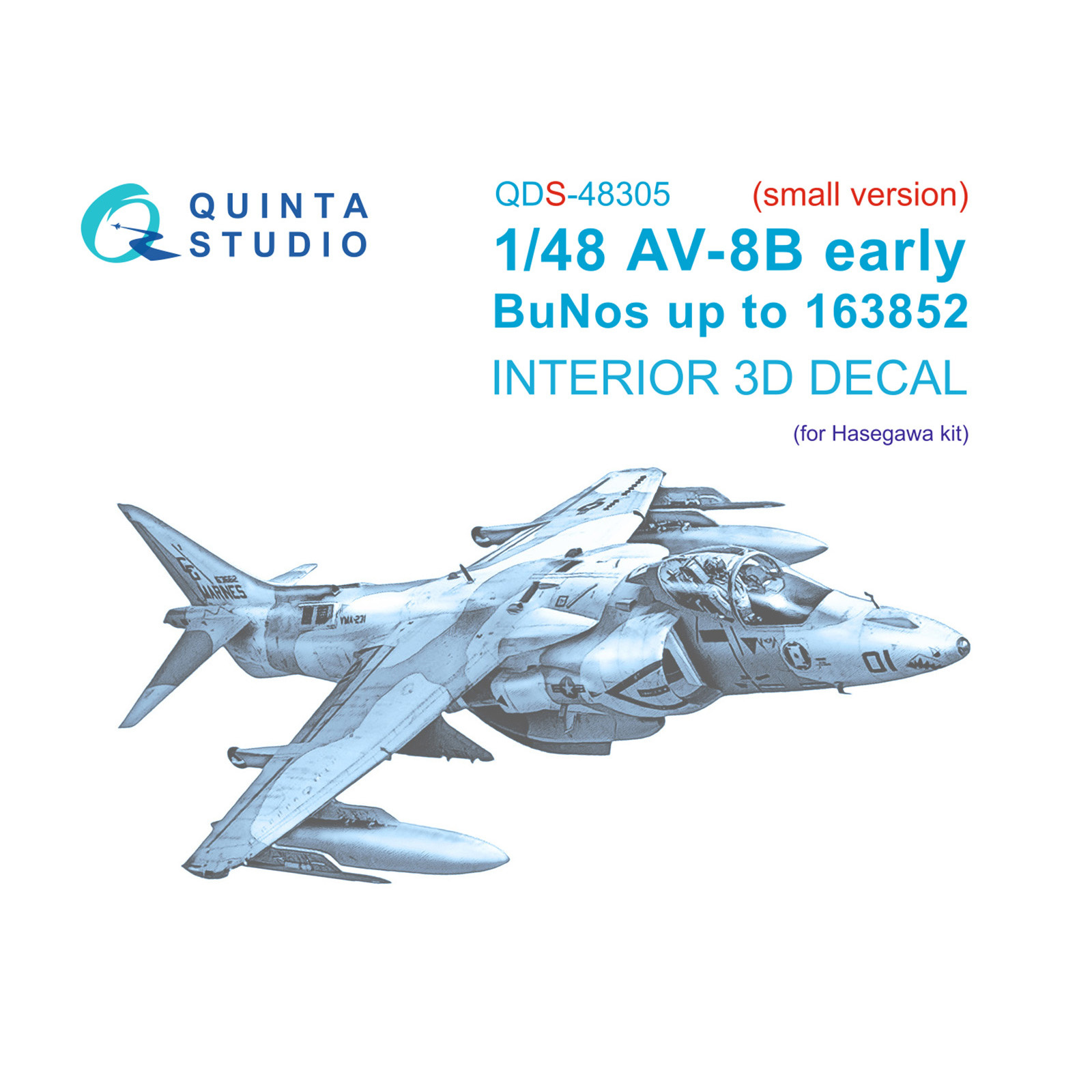 QDS-48305 Quinta Studio 1/48 3D Декаль интерьера кабины AV-8B Early (Hasegawa) (Малая версия)