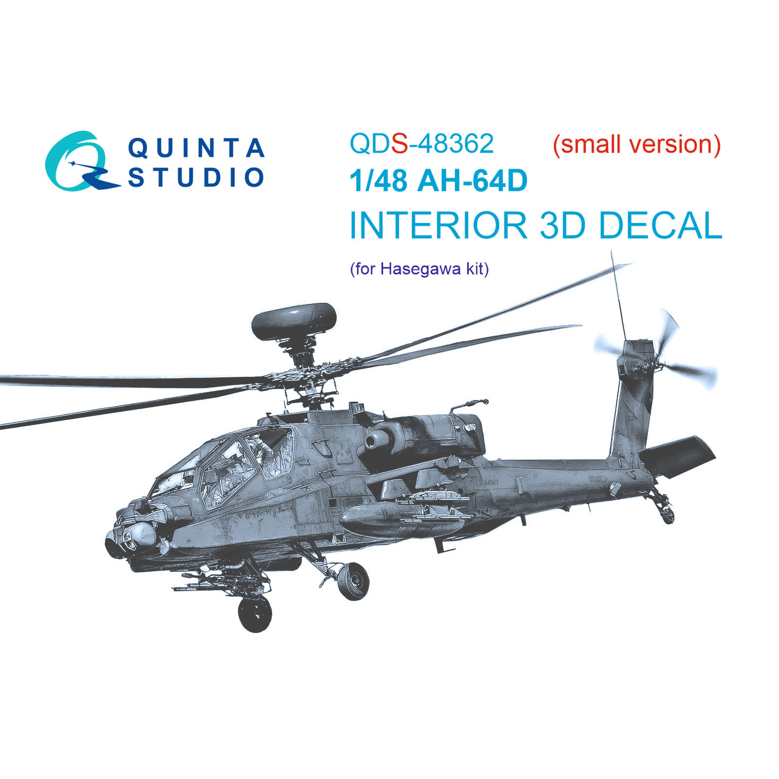 QDS-48362 Quinta Studio 1/48 3D Декаль интерьера кабины AH-64D (Hasegawa) (Малая версия)
