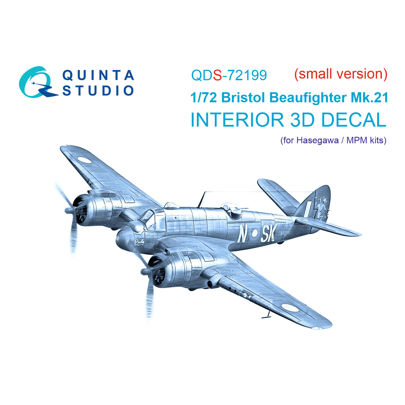 QDS-72199 Quinta Studio 1/72 3D Декаль интерьера кабины Bristol Beaufighter Mk.21 (Hasegawa/MPM) (малая версия)