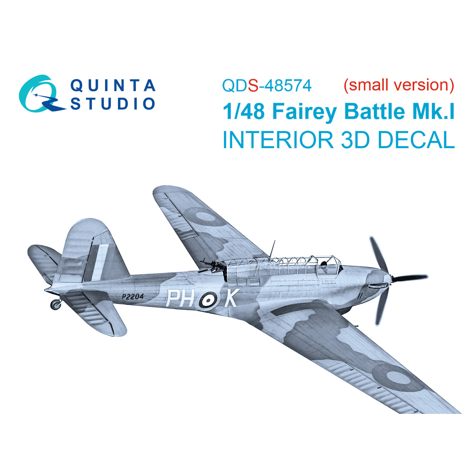 QDS-48574 Quinta Studio 1/48 3D Декаль интерьера кабины Fairey Battle Mk.I (Трубач) (малая версия)