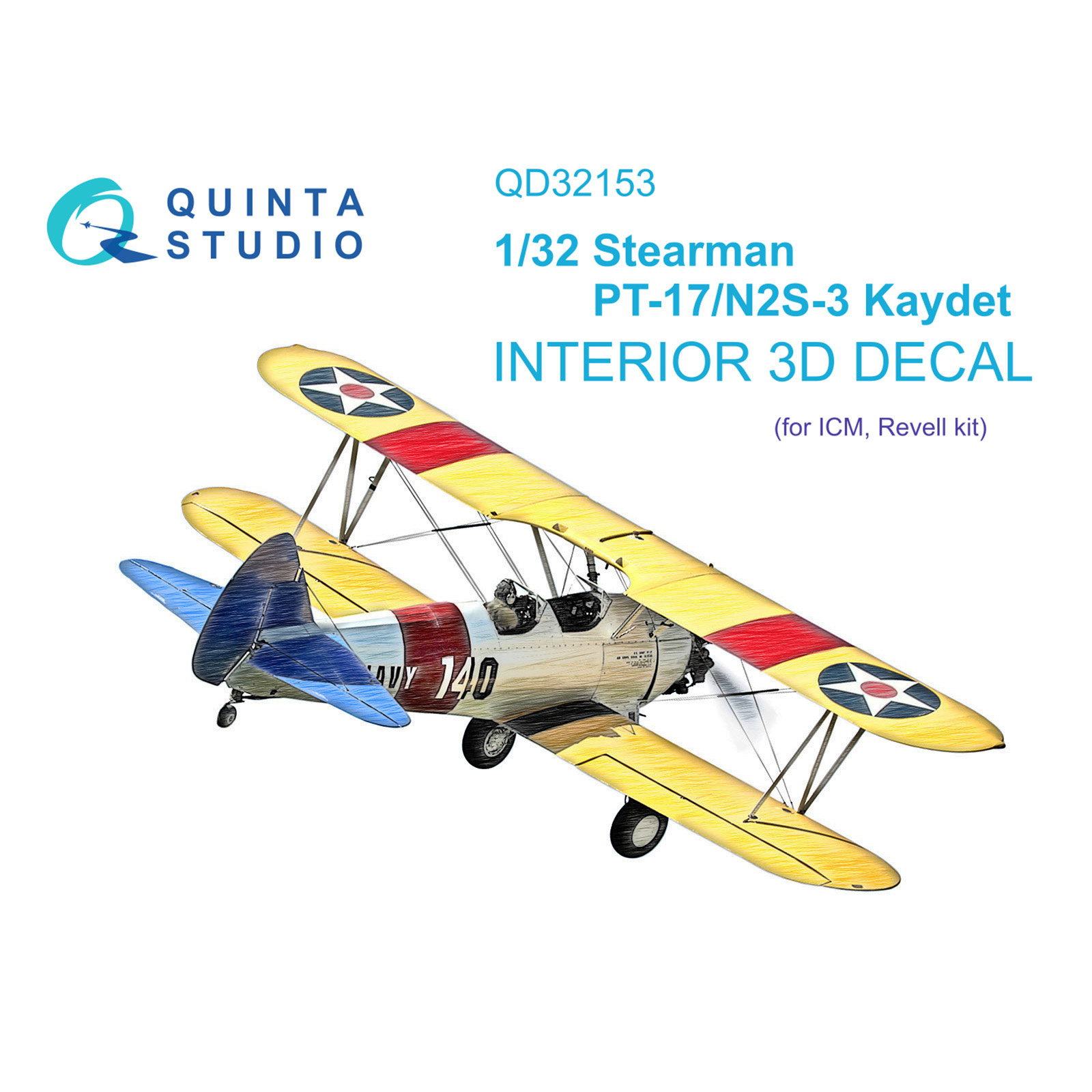 QD32153 Quinta Studio 1/32 3D Декаль интерьера кабины Pt-17/N2S-3 Kaydet (ICM)