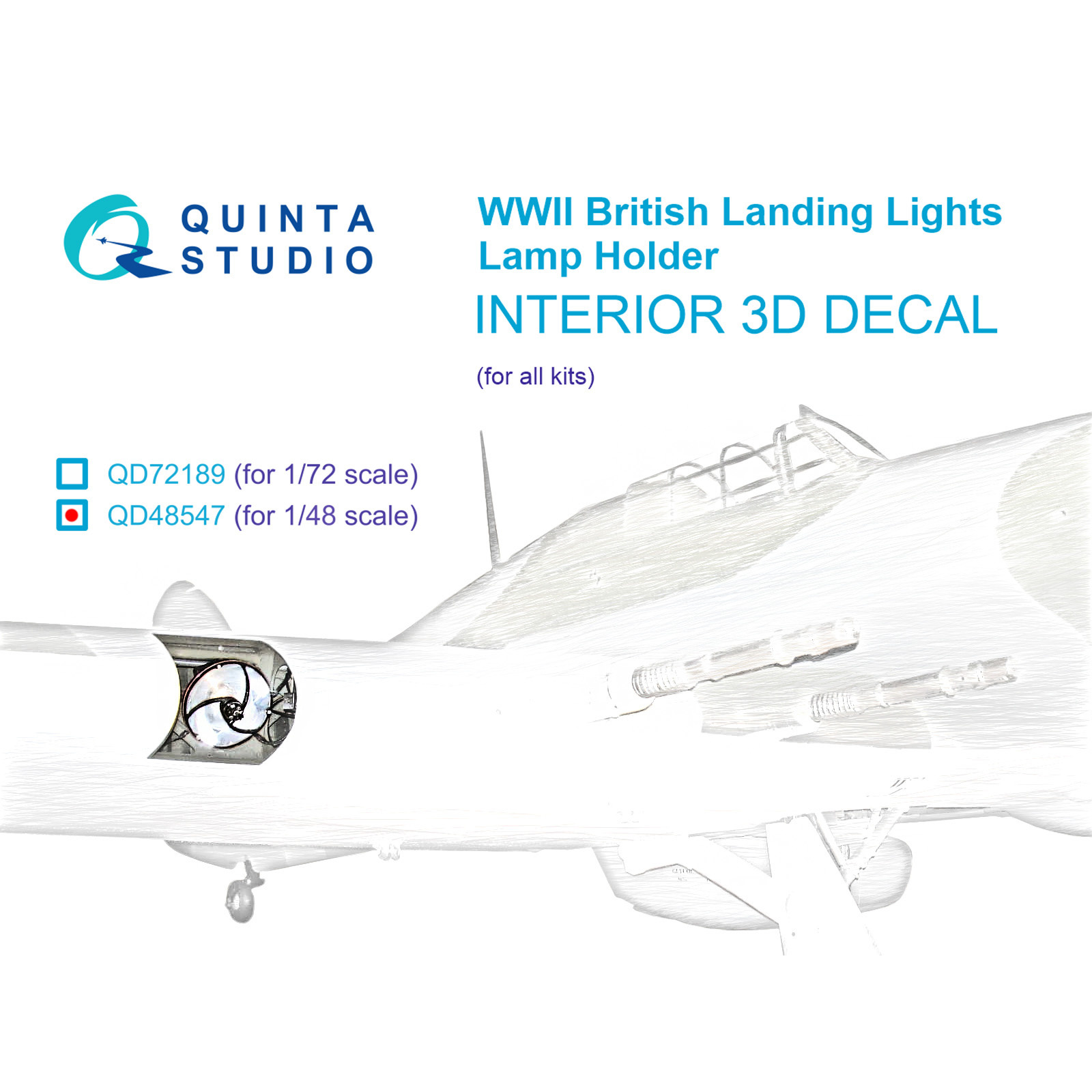 QD48547 Quinta Studio 1/48 3D Кронштейны для посадочных фар британских самолетов ВМВ (для любых моделей)