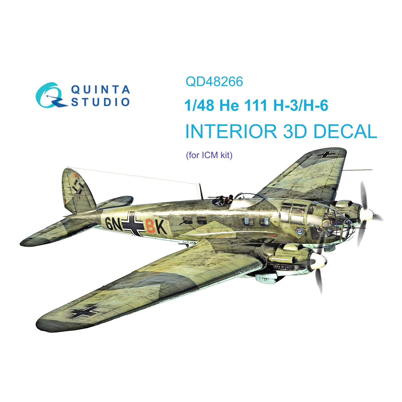 QD48266 Quinta Studio 1/48 3D Декаль интерьера кабины He 111H-3/H-6 (ICM)
