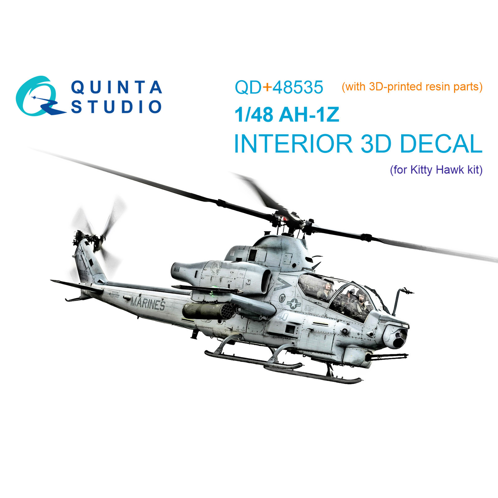 QD+48535 Quinta Studio 1/48 3D Декаль интерьера кабины AH-1Z Zulu Cobra/Viper (KittyHawk) (с 3D-печатными деталями)