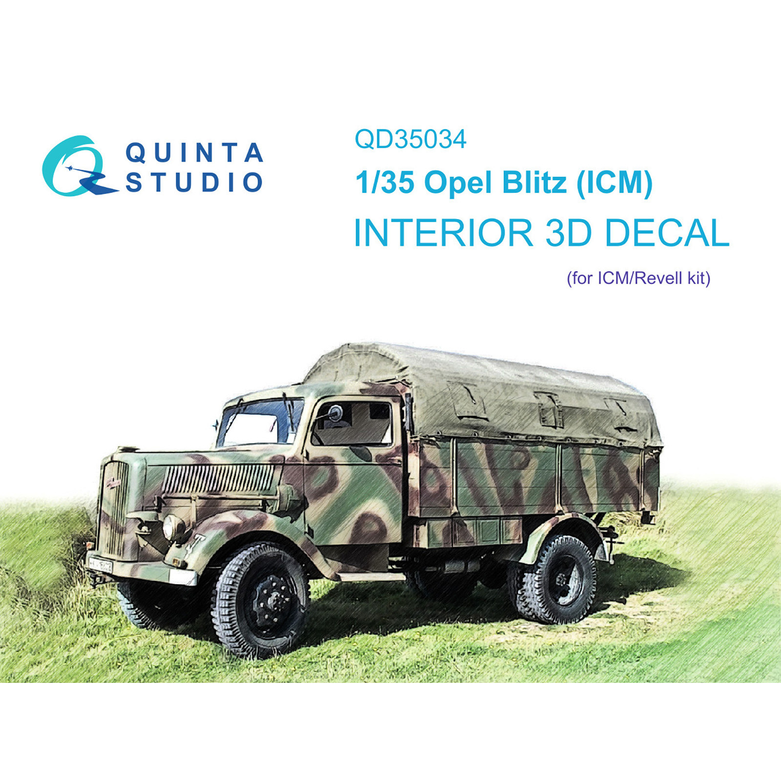 QD35034 Quinta Studio 1/35 3D Декаль интерьера кабины Opel Blitz (ICM)