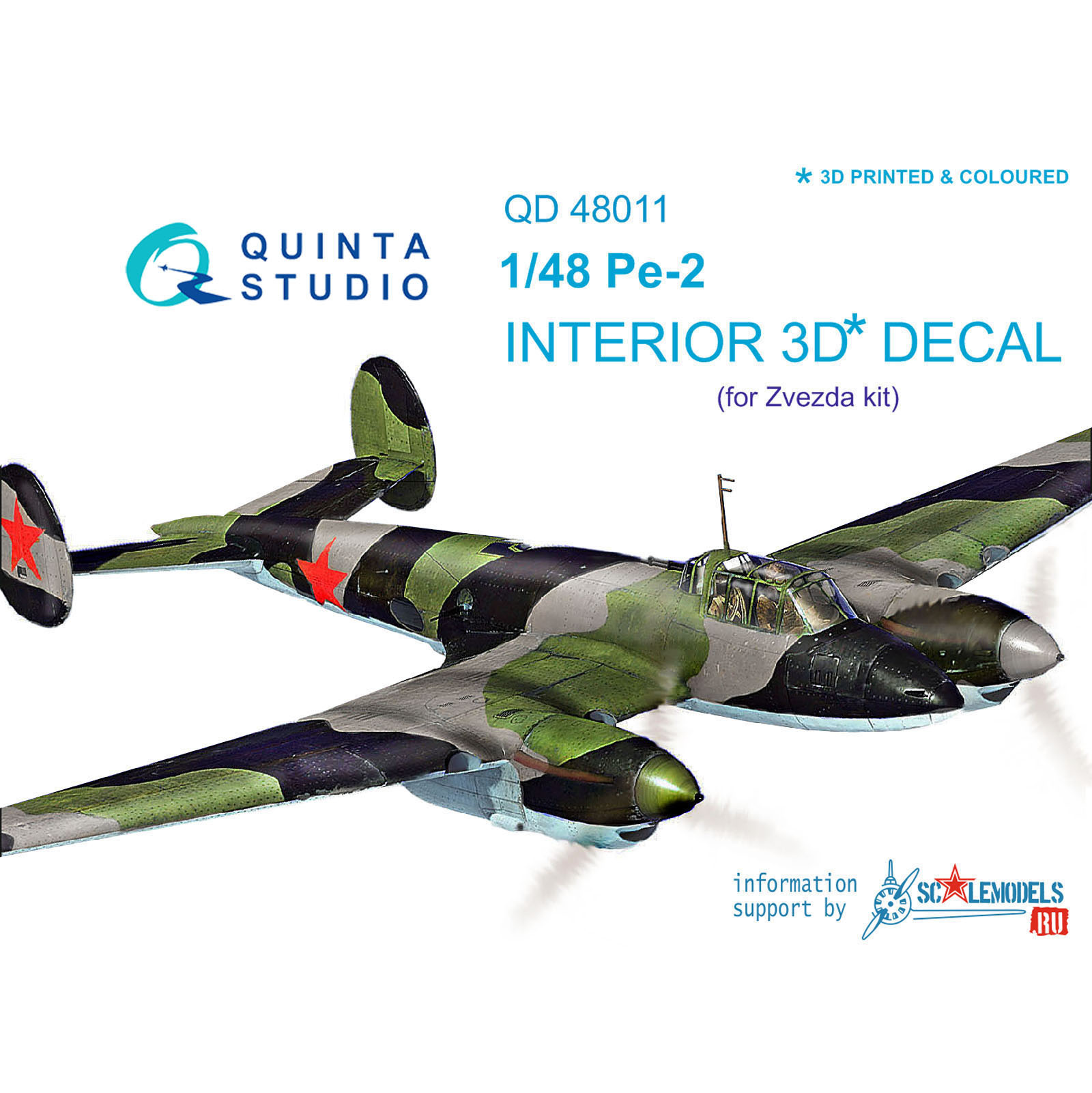 QD48011 Quinta Studio 1/48 3D Декаль интерьера кабины Пе-2 (для модели Звезда)