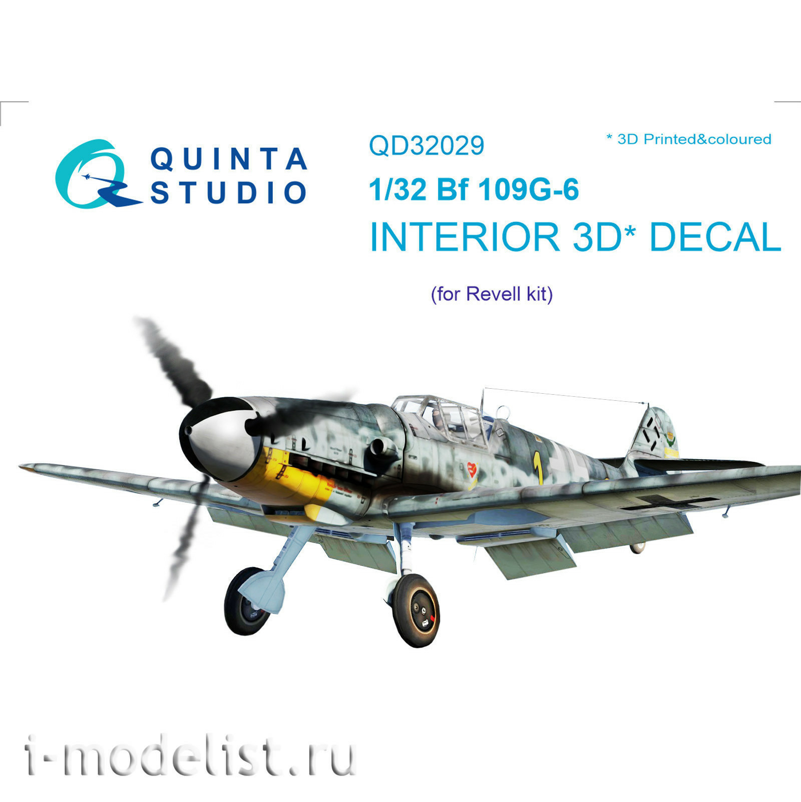 QD32029 Quinta Studio 1/32 3D Декаль интерьера кабины Bf 109G-6 (для модели Revell)