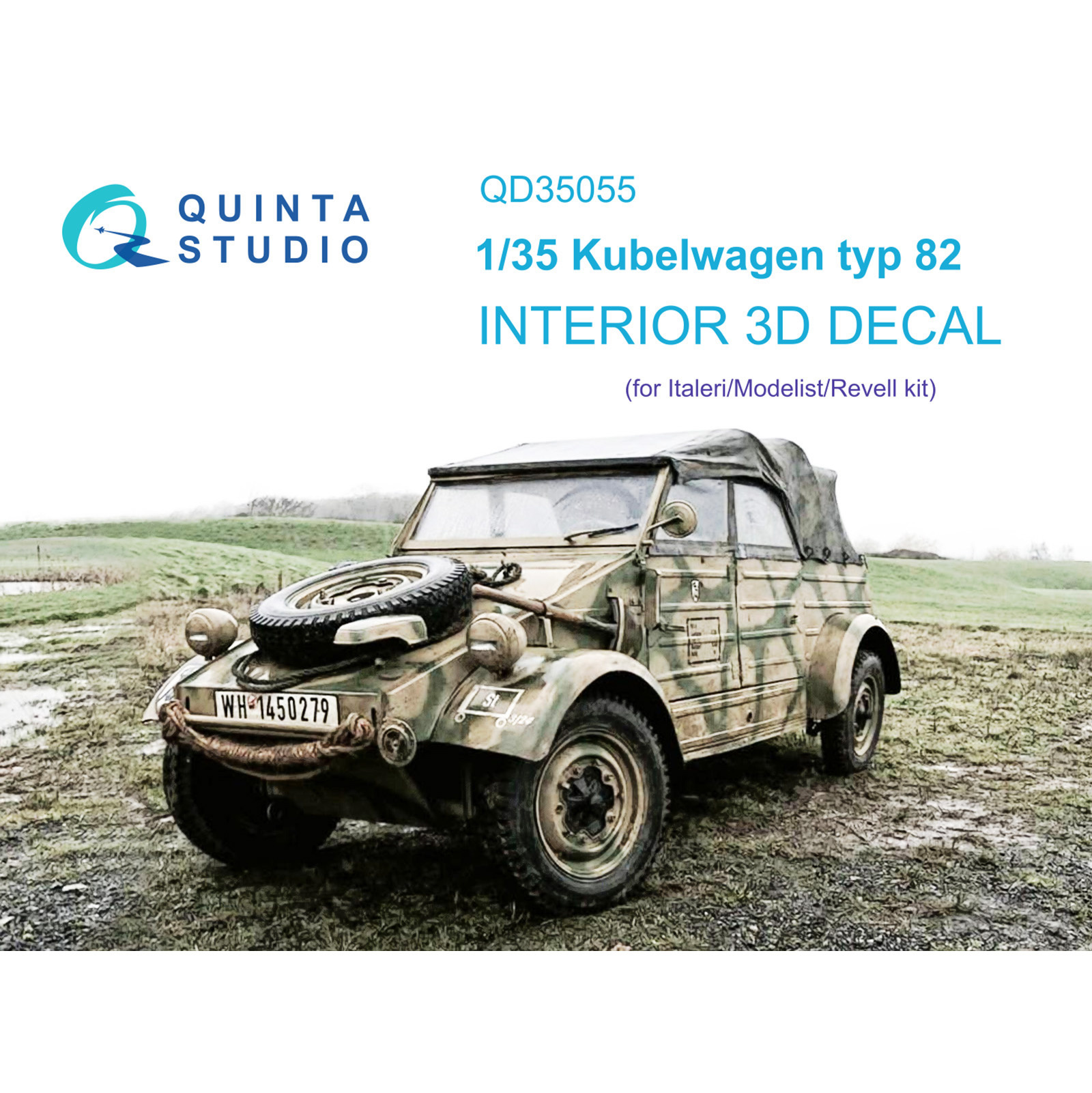 QD35055 Quinta Studio 1/35 3D Декаль интерьера кабины Kubelwagen typ 82 (Italeri)