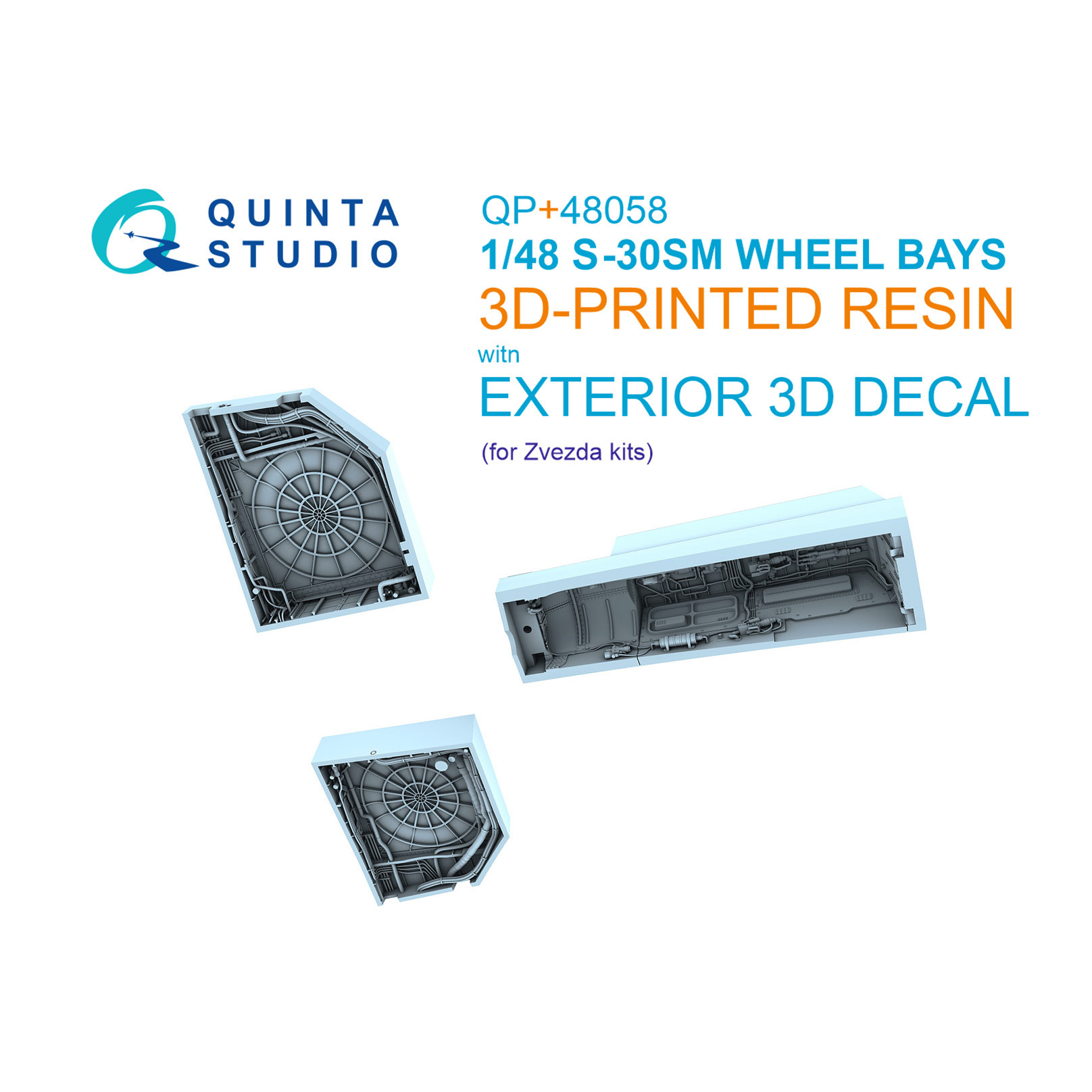 QP+48058 Quinta Studio 1/48 Ниши шасси для Суххой-30СМ (Звезда)