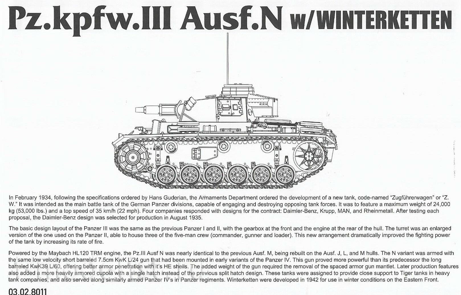 8011 Takom 1/35 Немецкий cредний танк Pz.Kpfw.III Ausf.N w/Winterketten