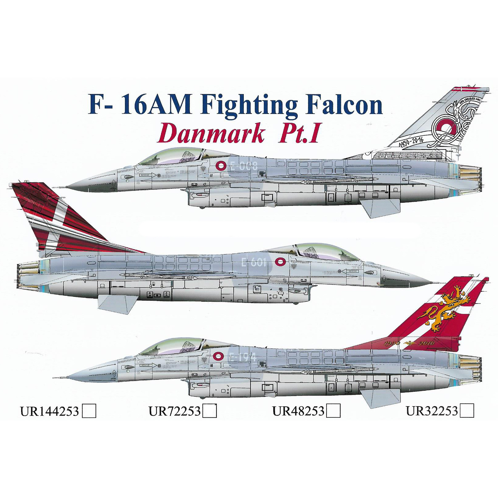 UR72253 UpRise 1/72 Декаль для F-16AM Fighting Falcon Danmark Pt.1