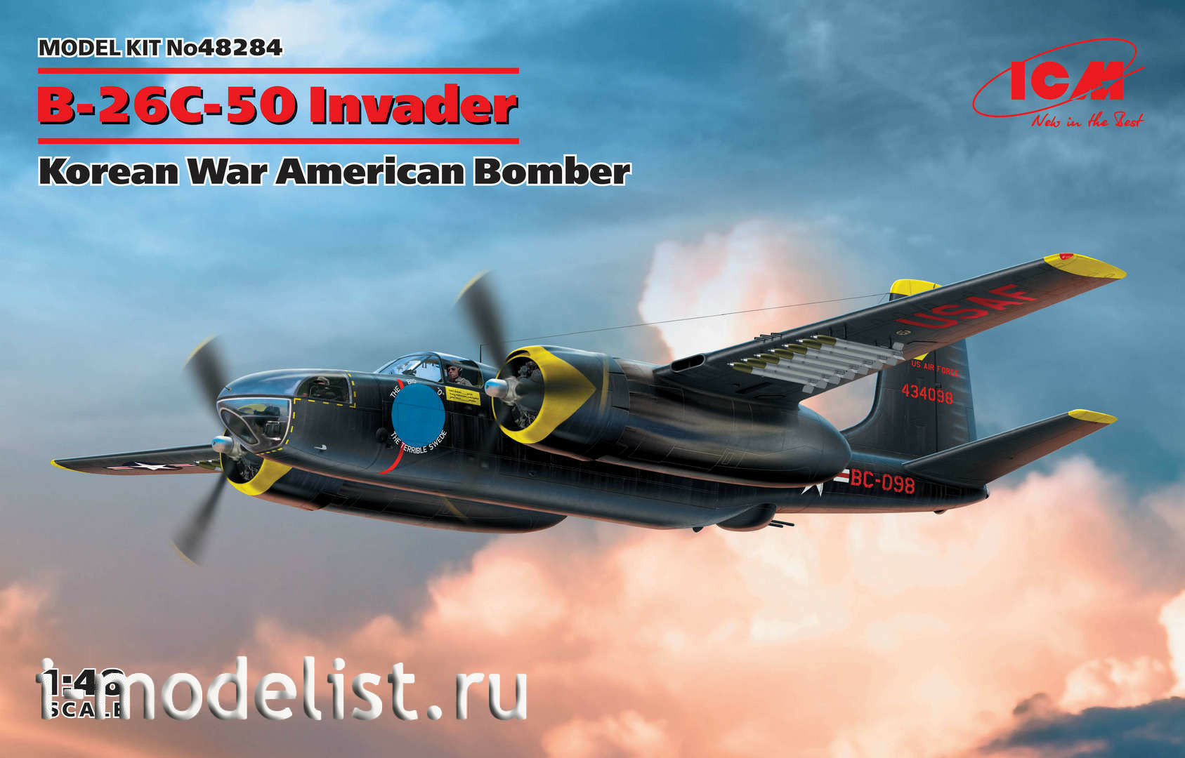 48284 ICM 1/48 B-26C-50 Invader, Американский бомбардировщик (война в Корее)