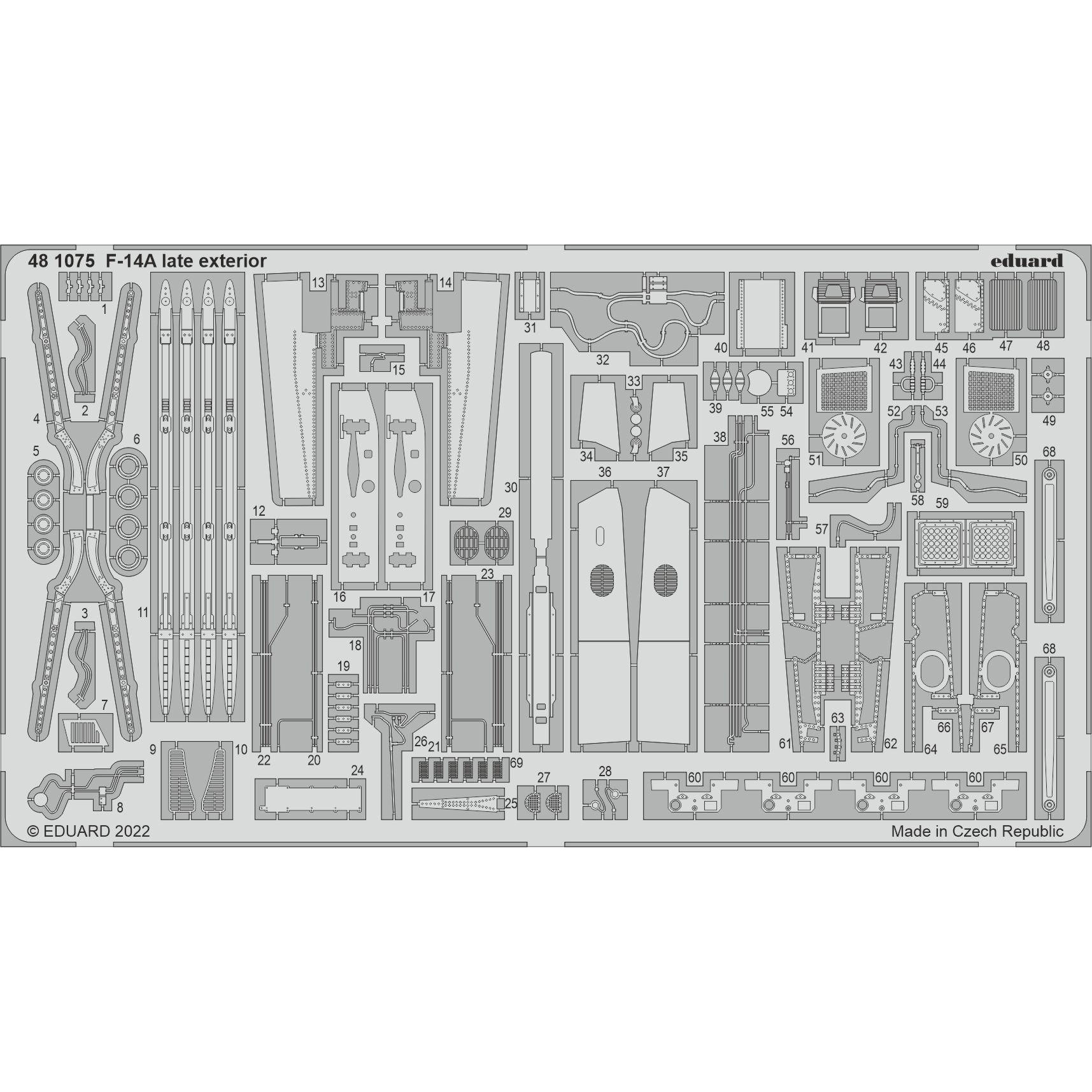 481075 Eduard 1/32 Фототравление для F-14A поздний тип, экстерьер