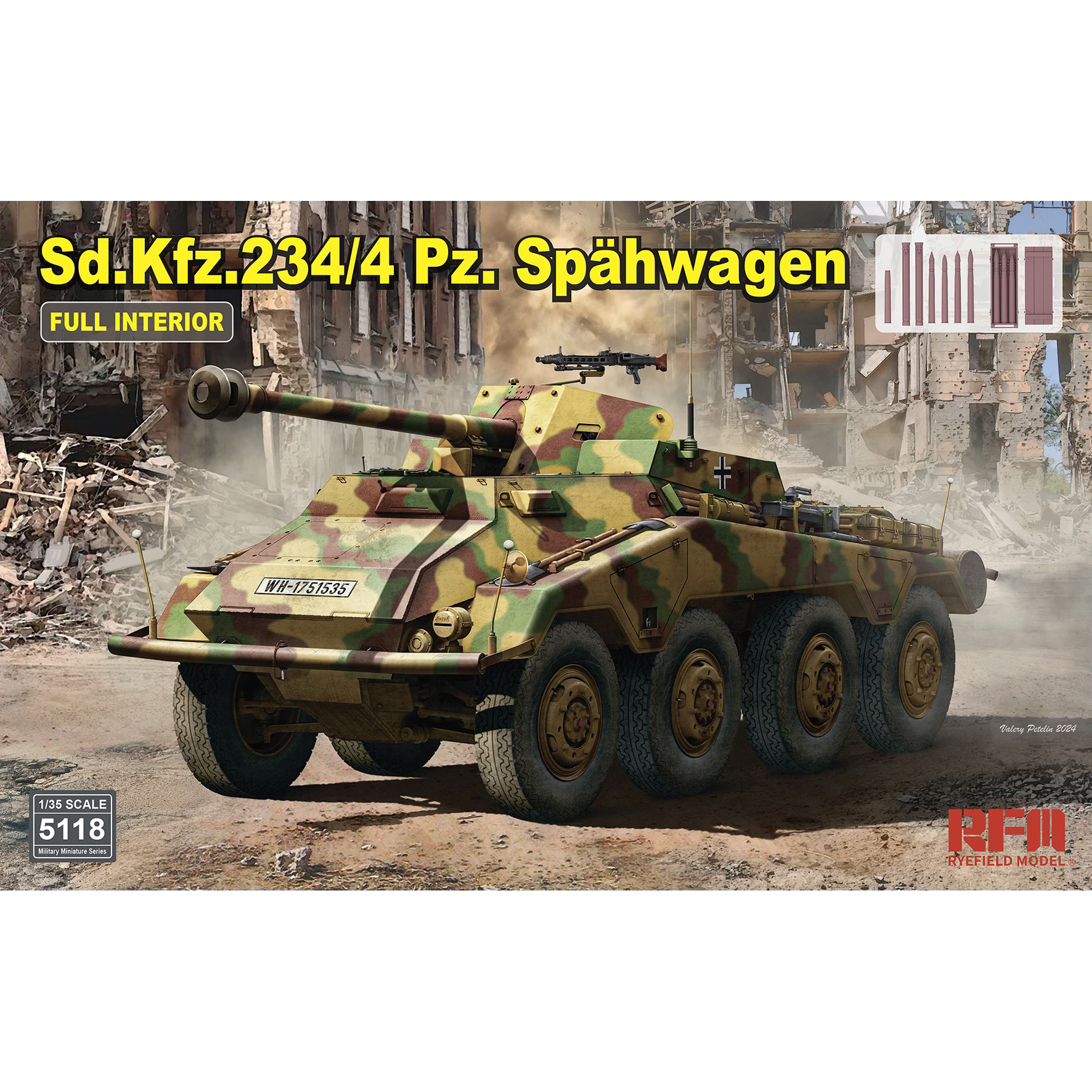 RM-5118 Rye Field Model 1/35 Немецкий бронеавтомобиль Sd.Kfz.234/4 Pz.Spähwagen с полным интерьером