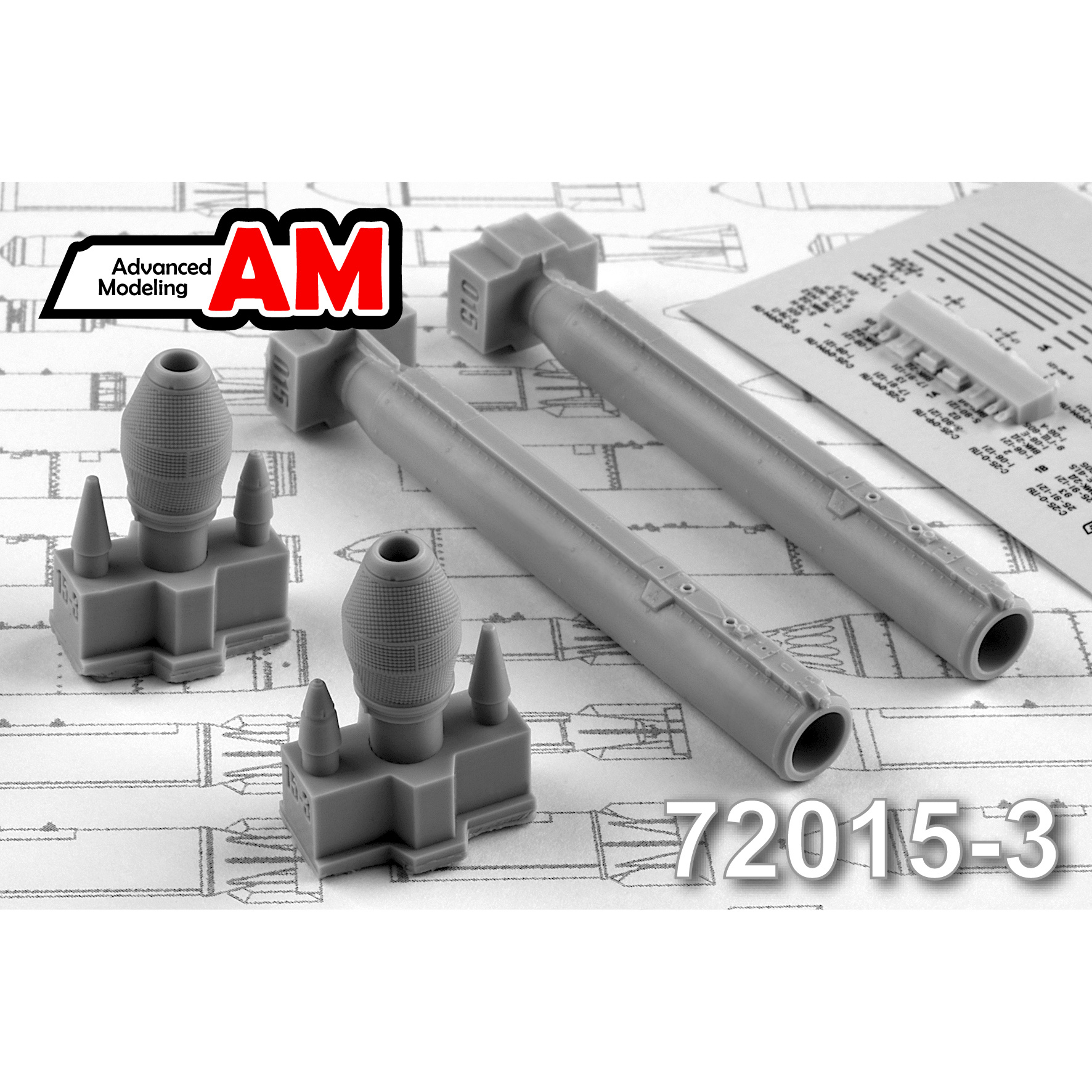 АМС72015-3 Advanced Modeling 1/72 Тяжелый НАР С-25-0 с осколочной БЧ и пусковым устройством О-25Л (В комплекте два НАР)