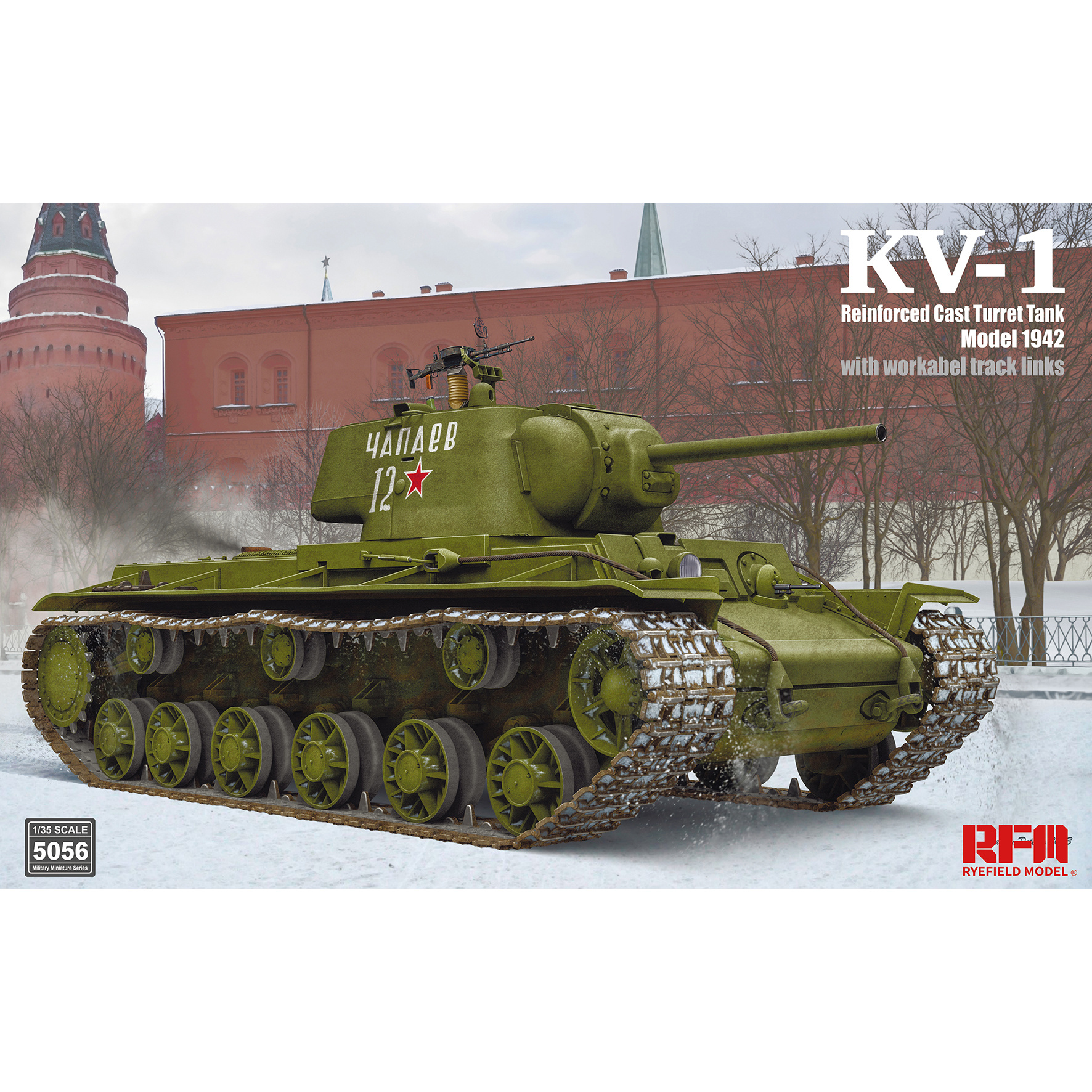 RM-5056 Rye Field Model 1/35 Танк KV-1 с усиленной литой башней мод.1942 (с рабочими траками)