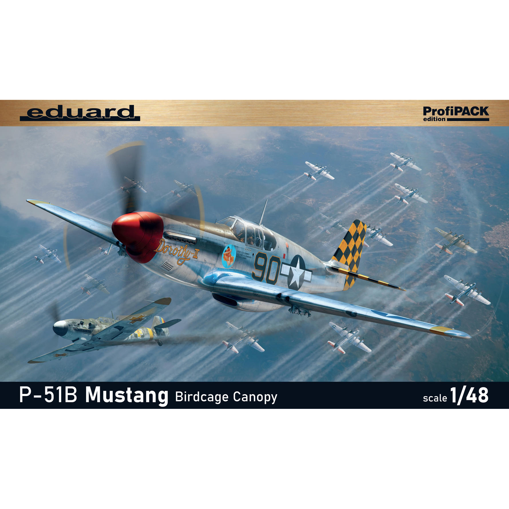 82107 Eduard 1/48 Американский истребитель P-51B Mustang с фонарем Birdcage (ProfiPACK)