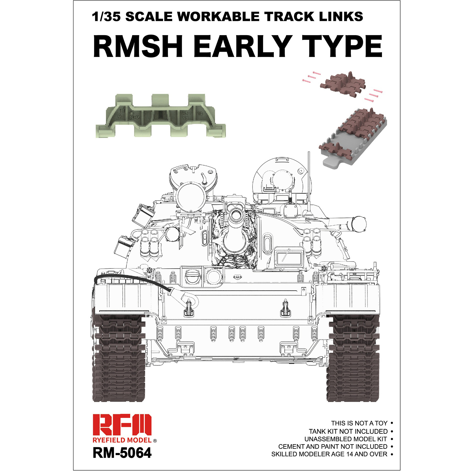 RM-5064 Rye Field Model 1/35 Рабочие траки RMSH для ранних танков Т-55 (пластик)
