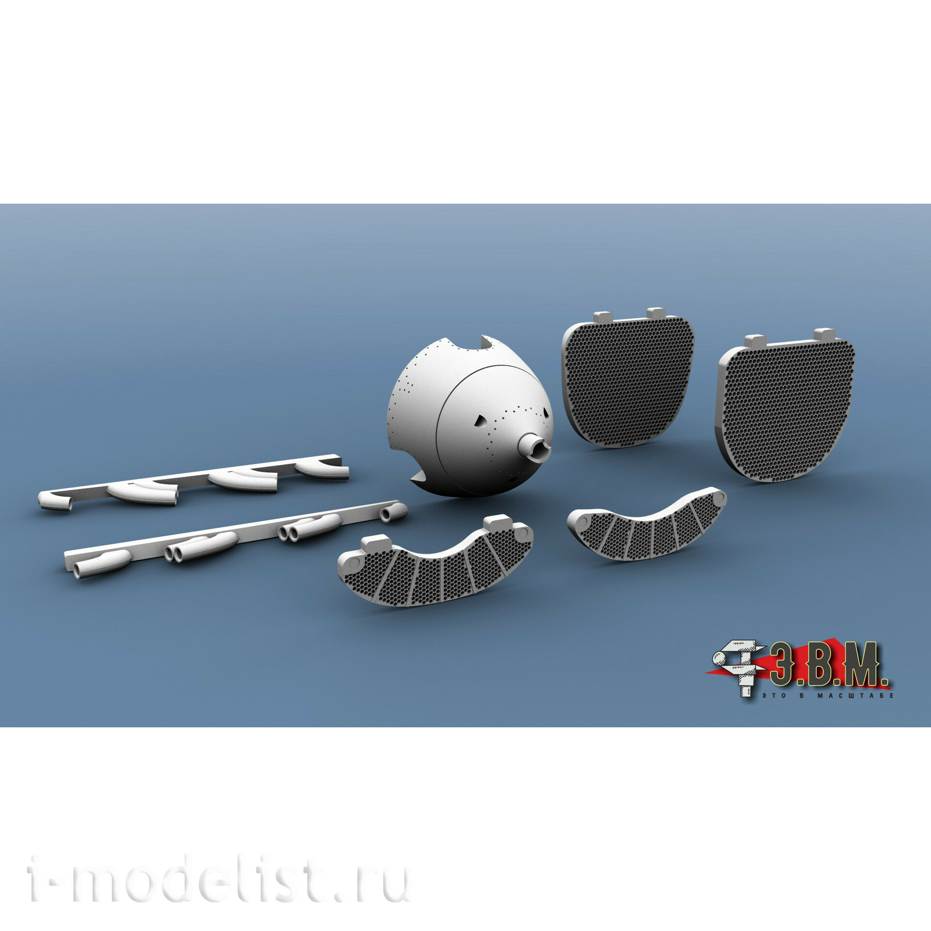 RS48095 Э.В.М. 1/48 Выхлопные патрубки, кок винта, радиаторы для ЛаГГ-3 (3D-печать)