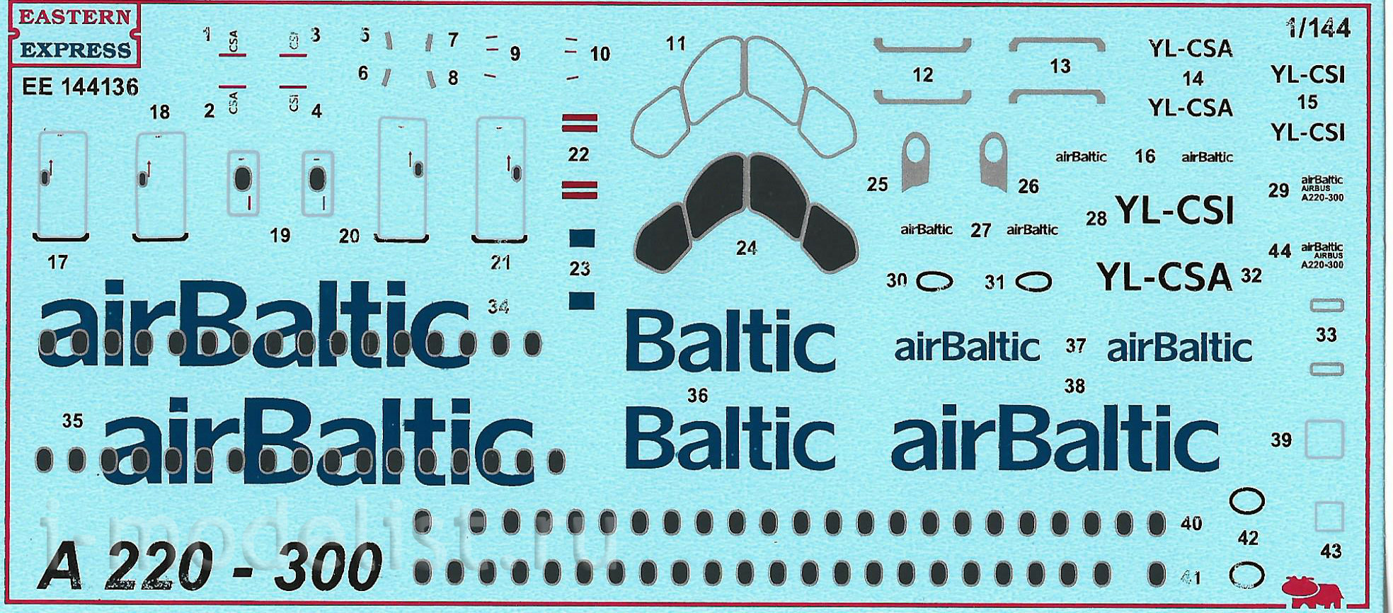 144136 Восточный экспресс 1/144 Авиалайнер A220-300 Air Baltic