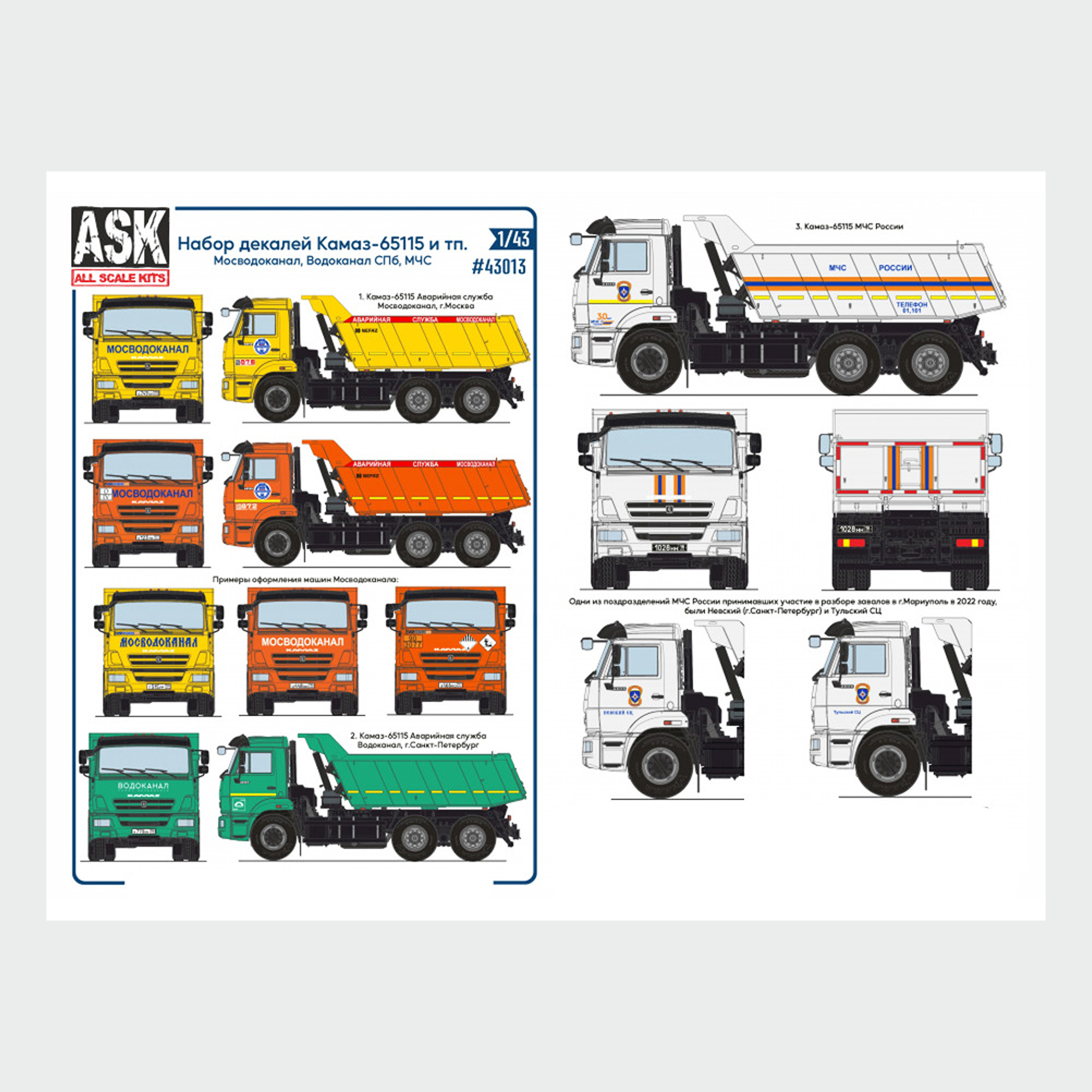 ASK43013 All Scale Kits (ASK)  1/43 Набор декалей  Советский грузовик 65115 и др. 