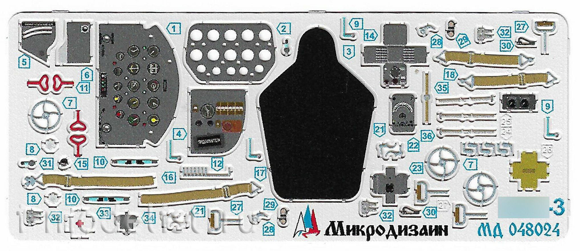 048024 Микродизайн 1/48 Цветные приборные доски для МiGG-3 (ICM, АРК, Трубач)