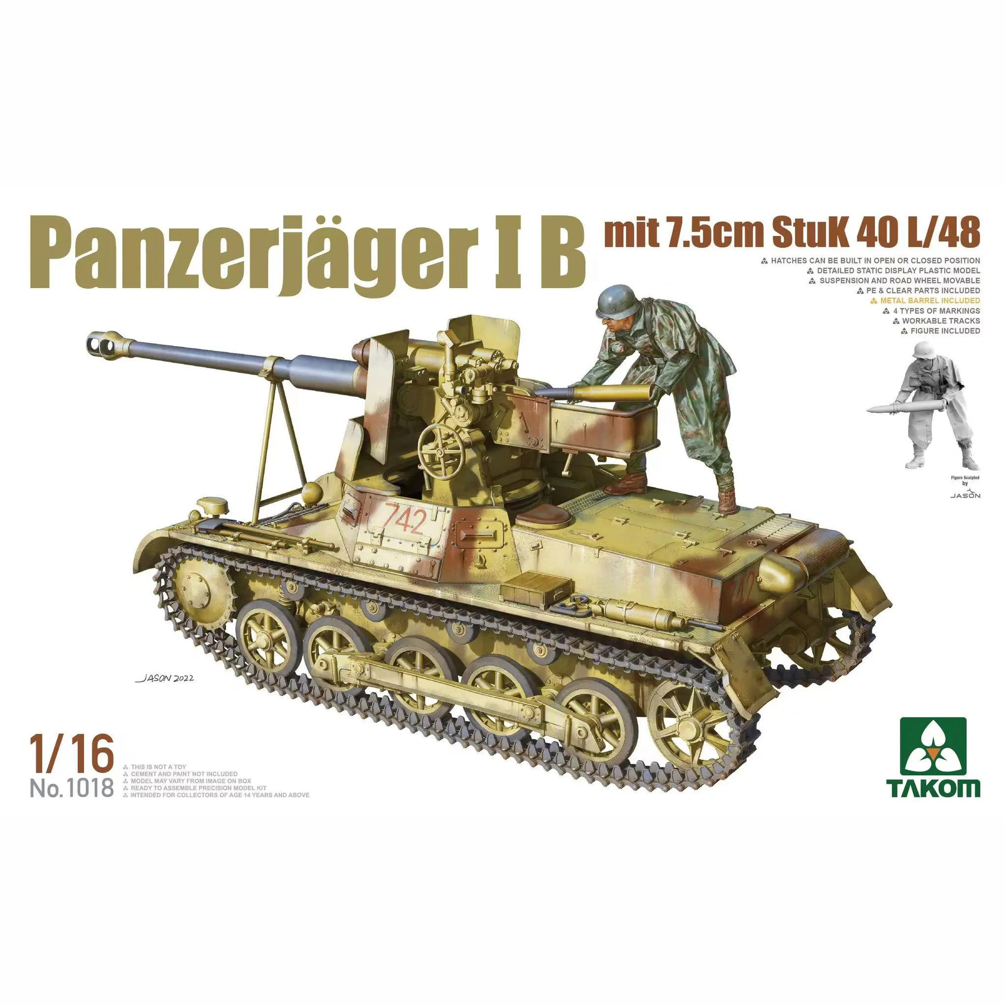 1018 Takom 1/16 Немецкая противотанковая САУ Panzerjäger I B mit 7,5cm StuK 40 L48