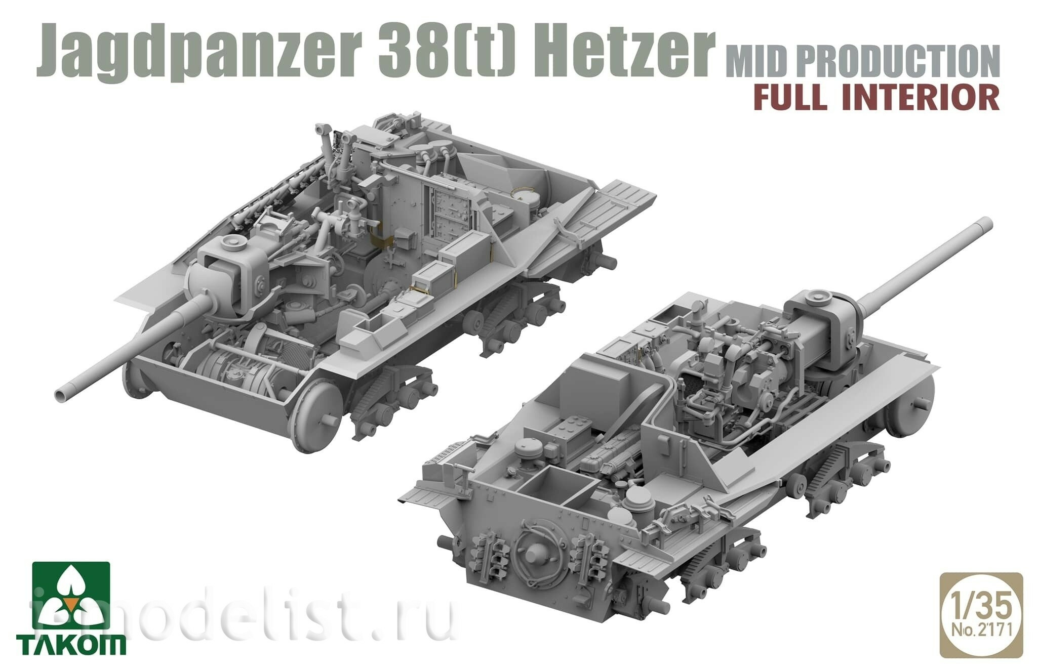 2171 Takom 1/35 Немецкая САУ Jagdpanzer 38(t) Hetzer (промежуточная) с полным интерьером