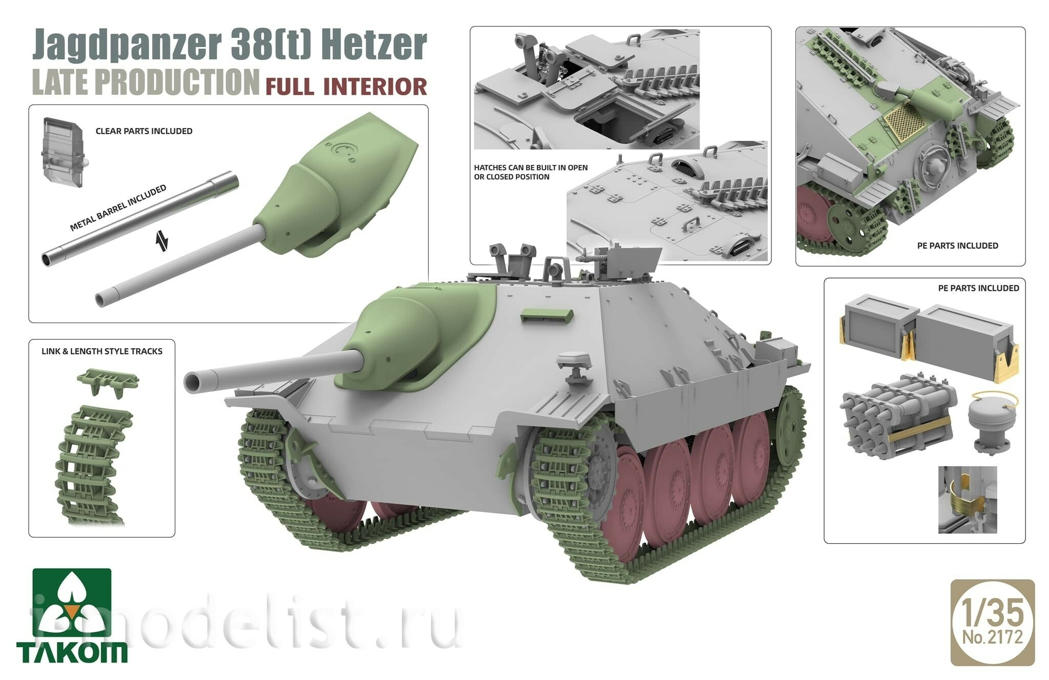 2172 Takom 1/35 Немецкая САУ Jagdpanzer 38(t) Hetzer (поздняя)