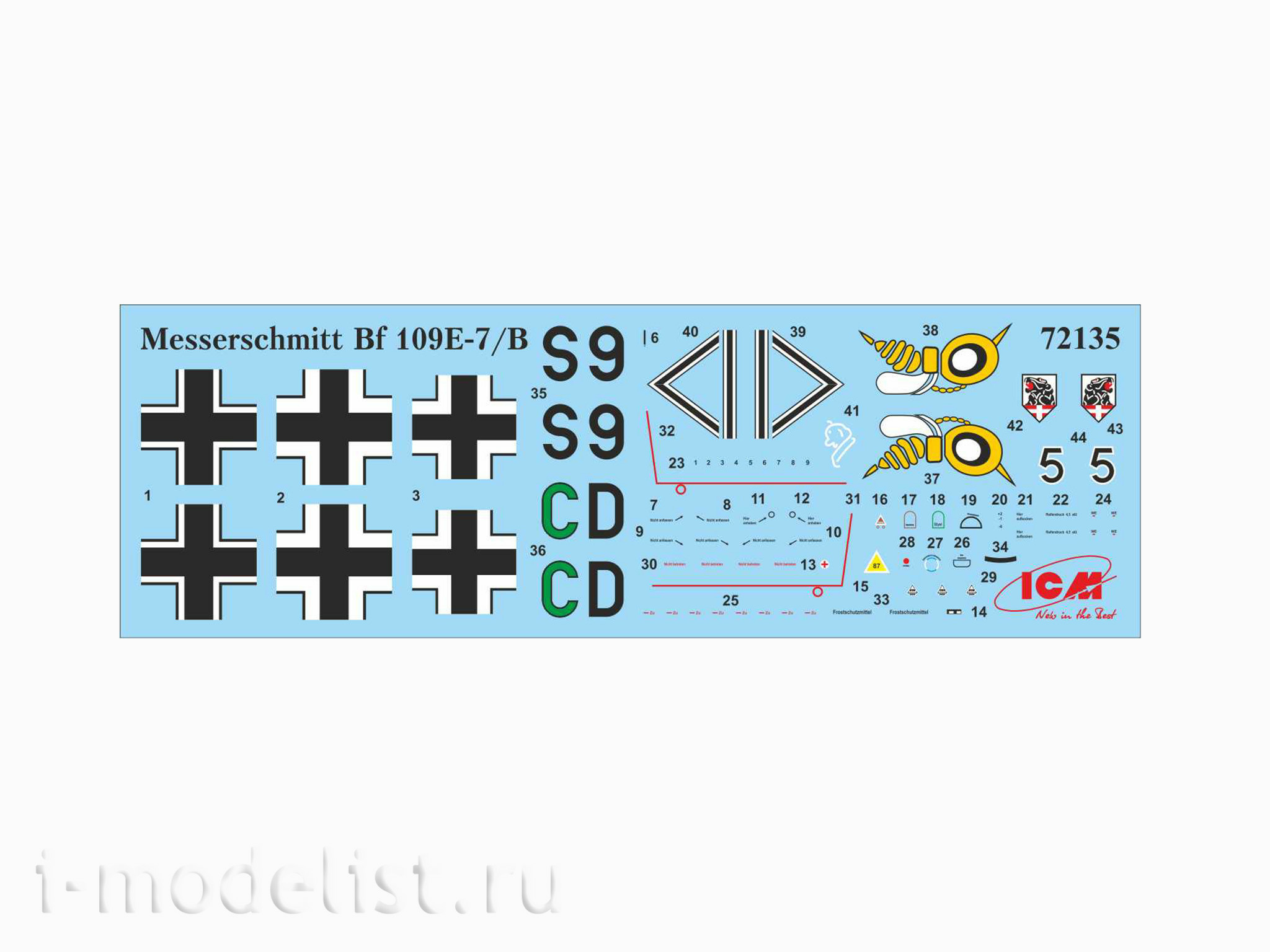 72135 ICM 1/72 Германский истребитель 2МВ Мессершмидт Bf 109E-7/B
