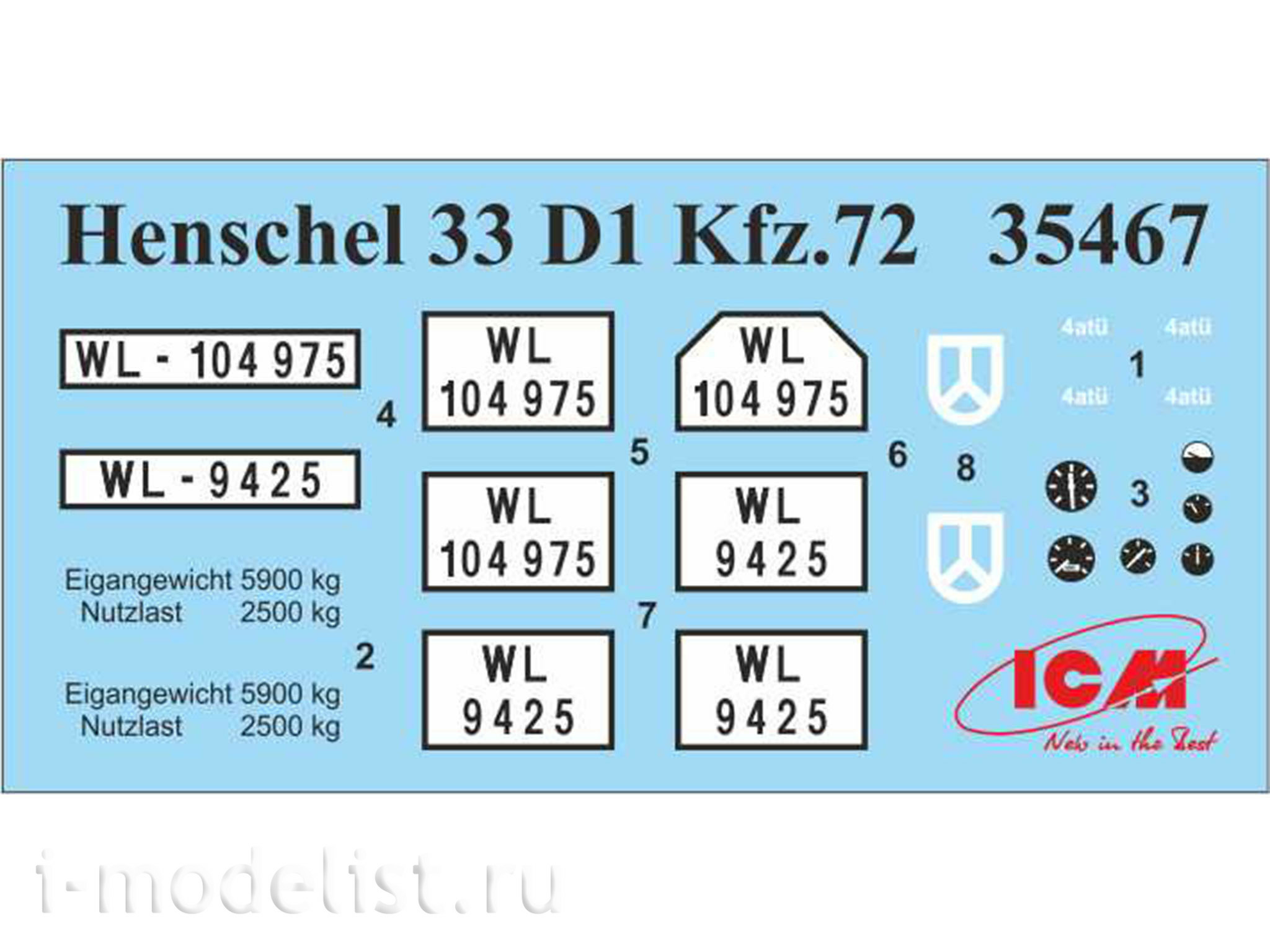 35467 ICM 1/35 Германская машина связи 2МВ Henschel 33 D1 Kfz.72