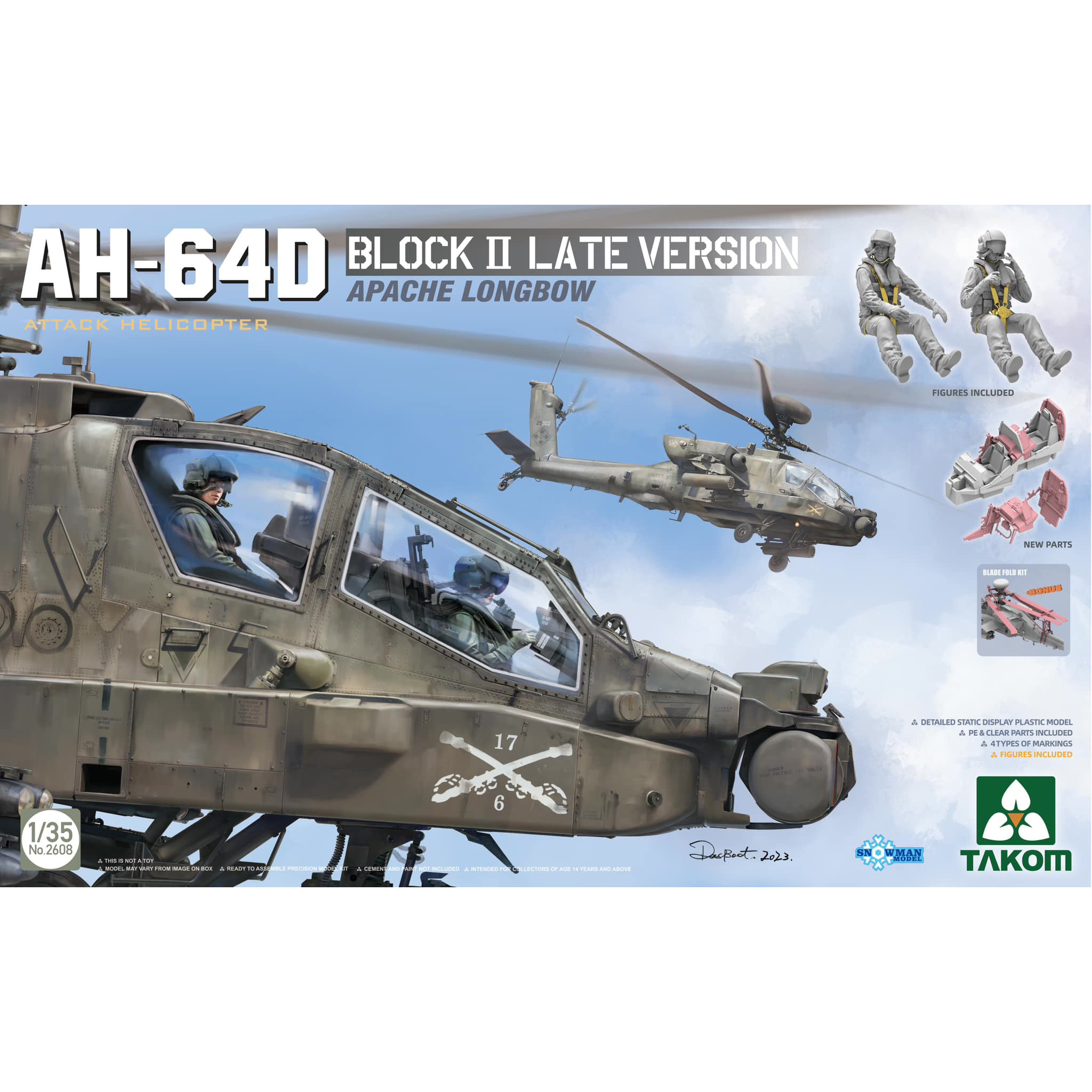 2608 Takom 1/35 AH-64D Block II Late Version (включает в себя 3D-детали из смолы и 2 фигурки)