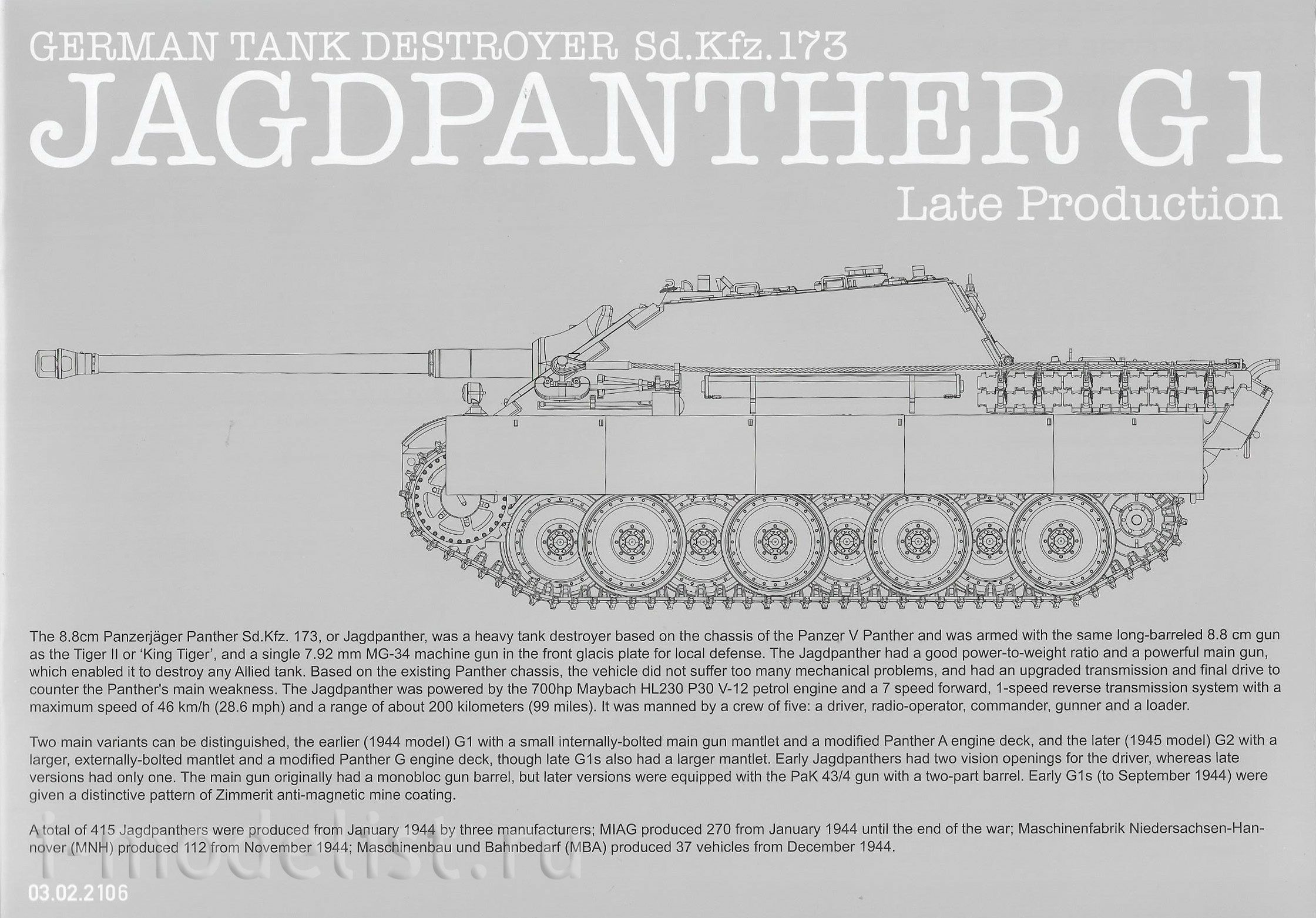 2106 Takom 1/35 Jagdpanther G1 Late Production Sd.Kfz.173