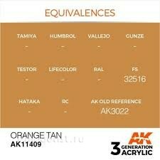 AK11409 AK Interactive Краска акриловая ORANGE TAN – FIGURES (оранжевый загар) 17 мл