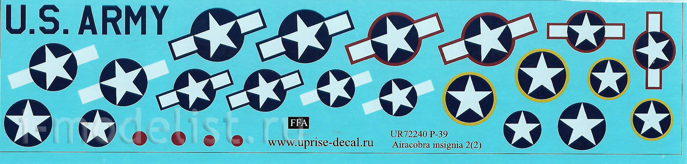 UR72240 UpRise 1/72 Декали для P-39 Airacobra, тех. надписи и знаки отличия