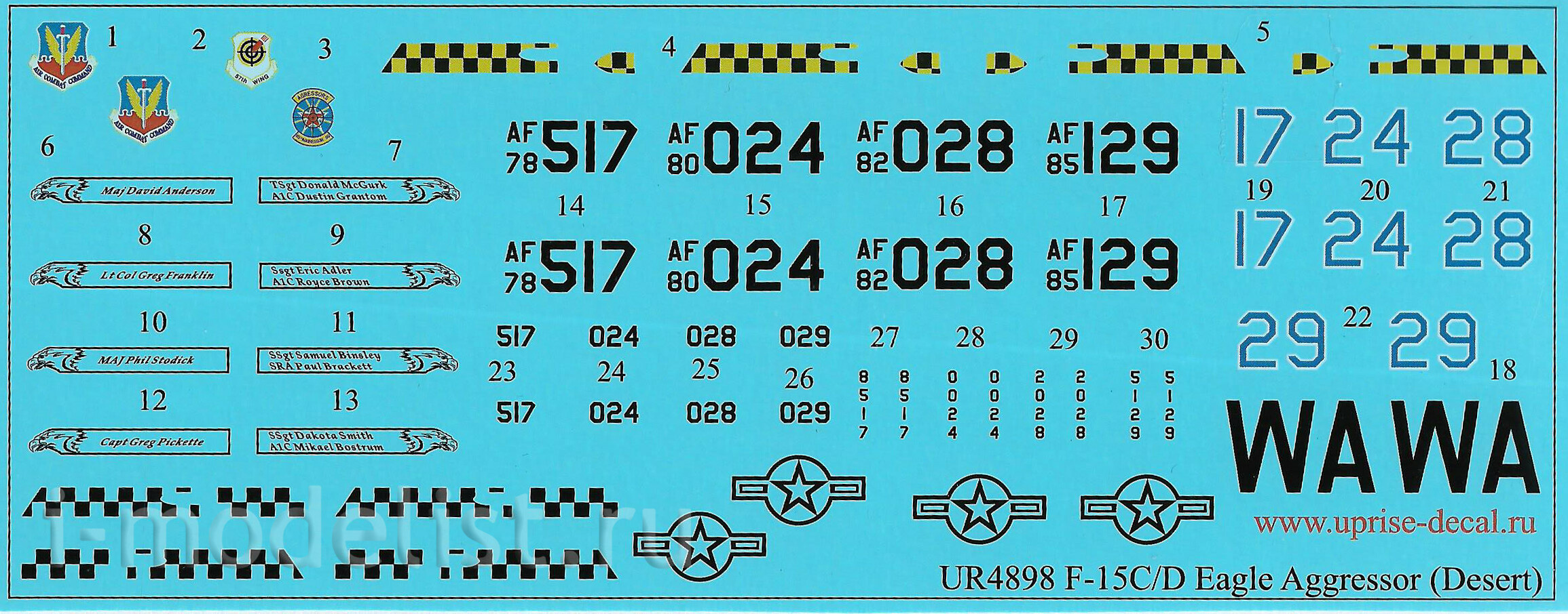 UR4898 UpRise 1/48 Декали для F-15C/D Eagle Aggressor (DESERT)