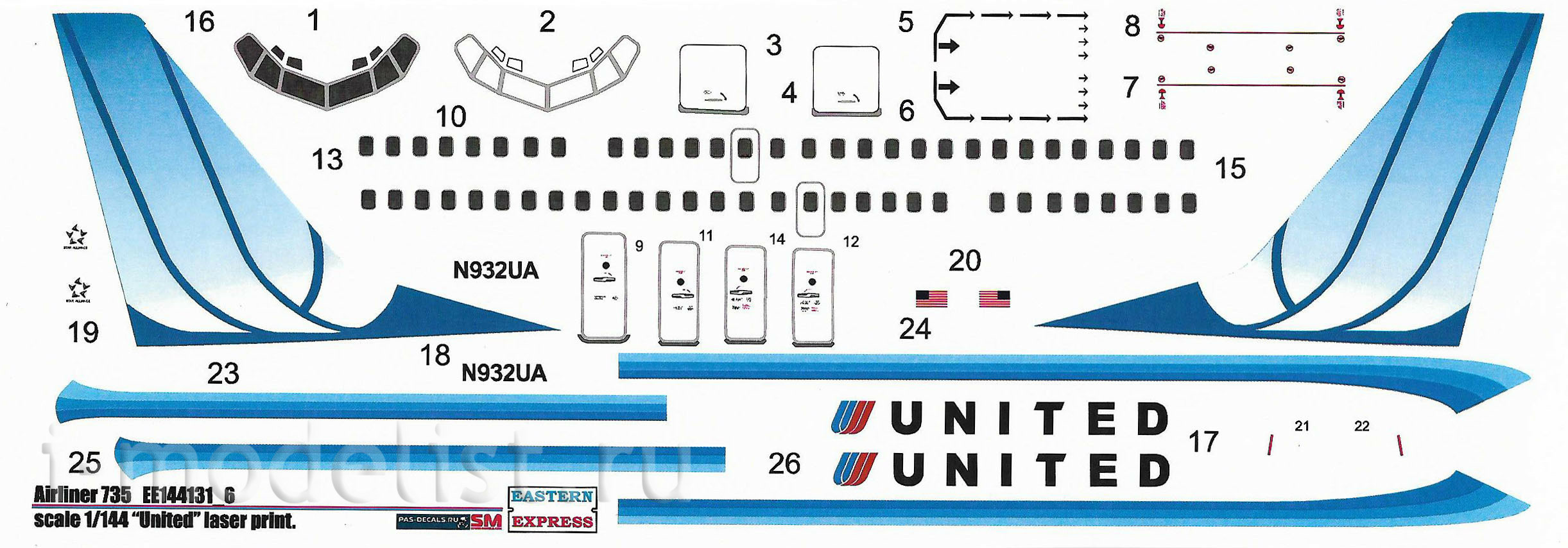 144131-6 Восточный Экспресс 1/144 Авиалайнер 737-500  United