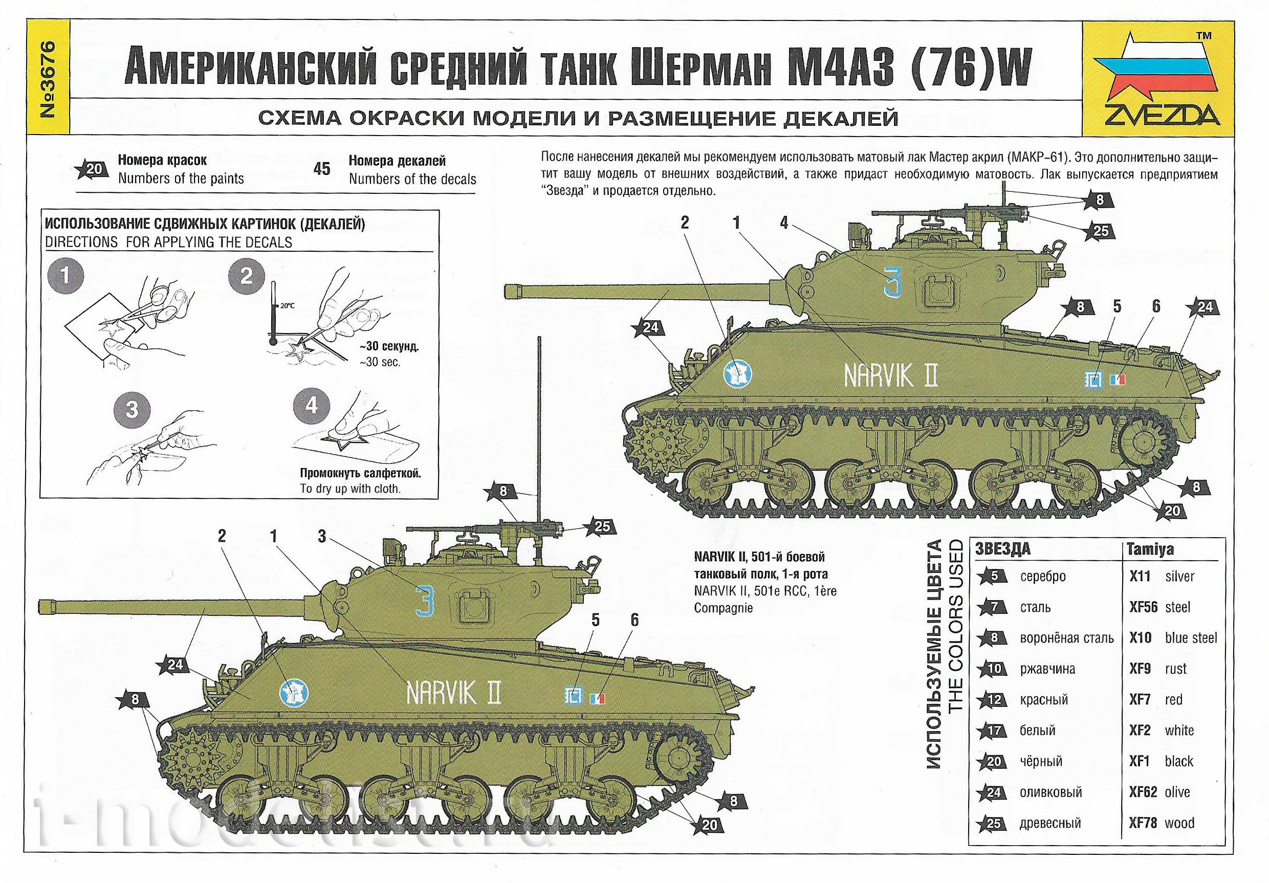 3676 Звезда 1/35 Американский средний танк М4А3 (76) W «ШЕРМАН»