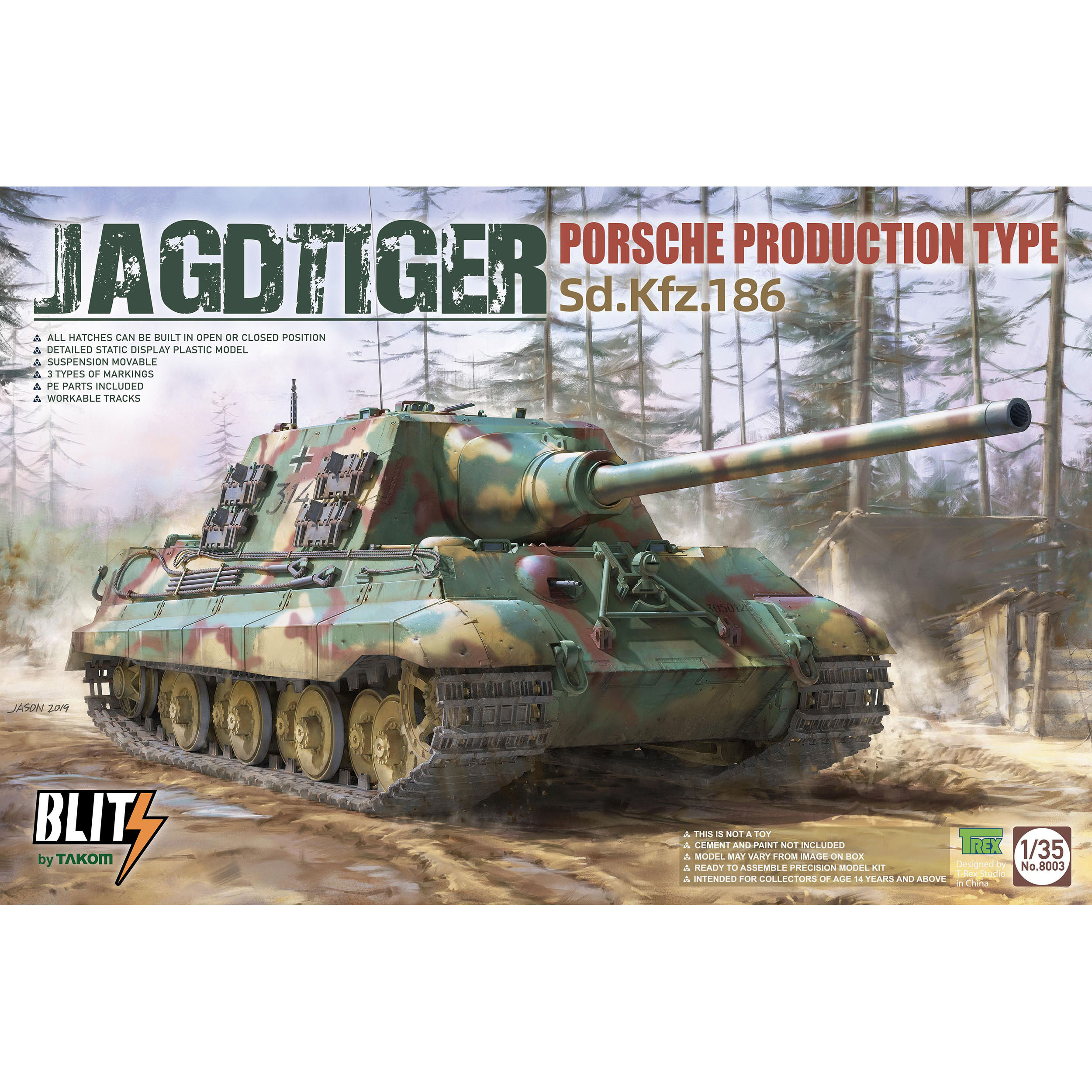 8003 Takom 1/35 Немецкая САУ Jagdtiger Sd.Kfz. 186 Порше