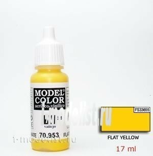 70953 Vallejo Краска акриловая `Model Color` Желтый теплый / Flat Yellow